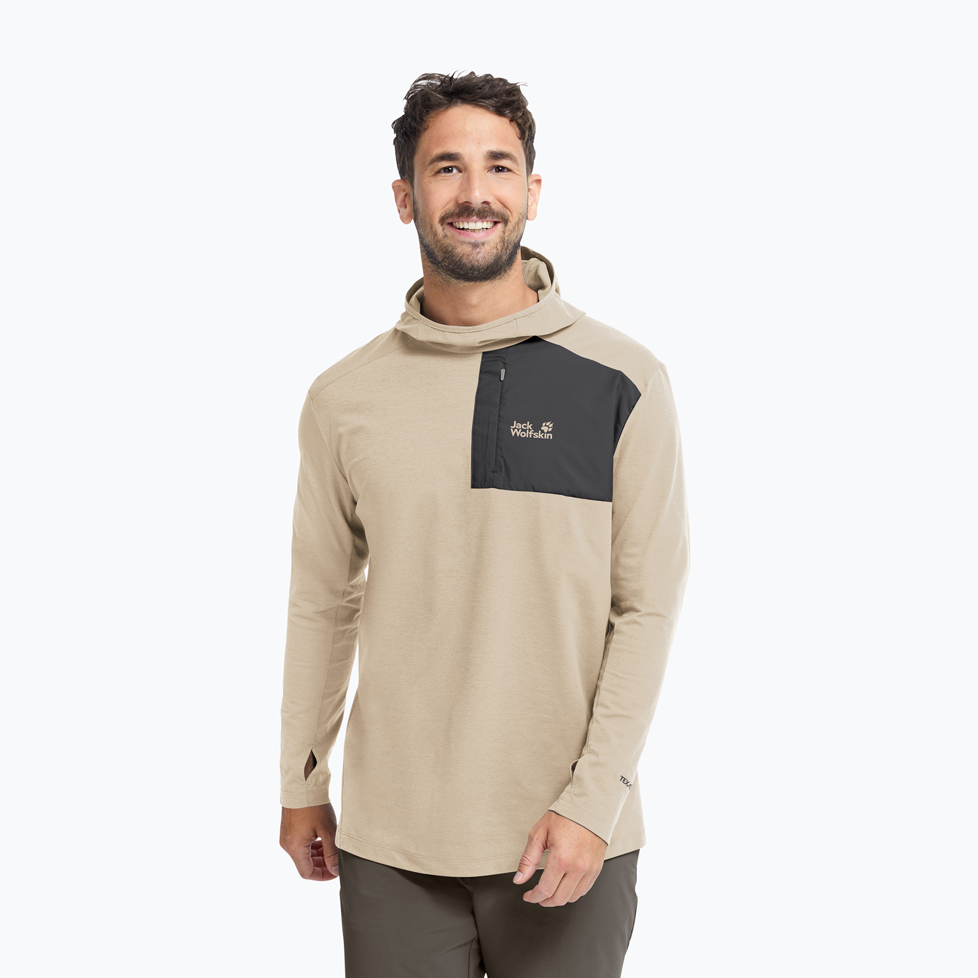 Bluza trekkingowa męska Jack Wolfskin Sucol Hoody oyster 