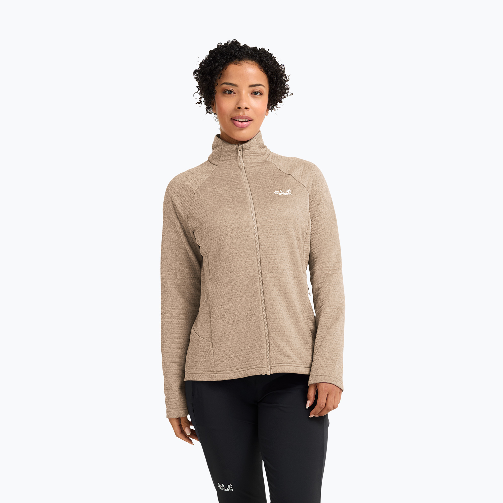 Bluza polarowa damska Jack Wolfskin Anytrail Full Zip oat 