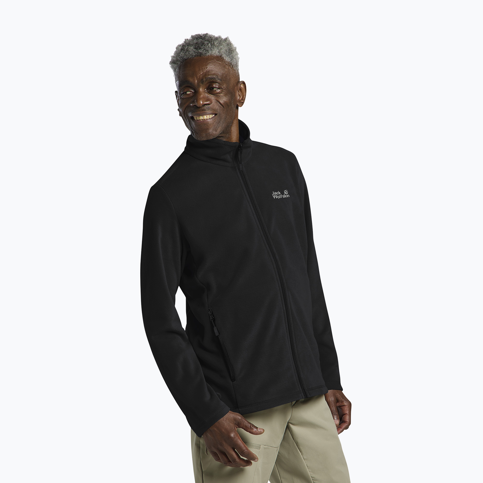 Мъжки поларен суитшърт Jack Wolfskin Wild Rebel 200 Full Zip paw black