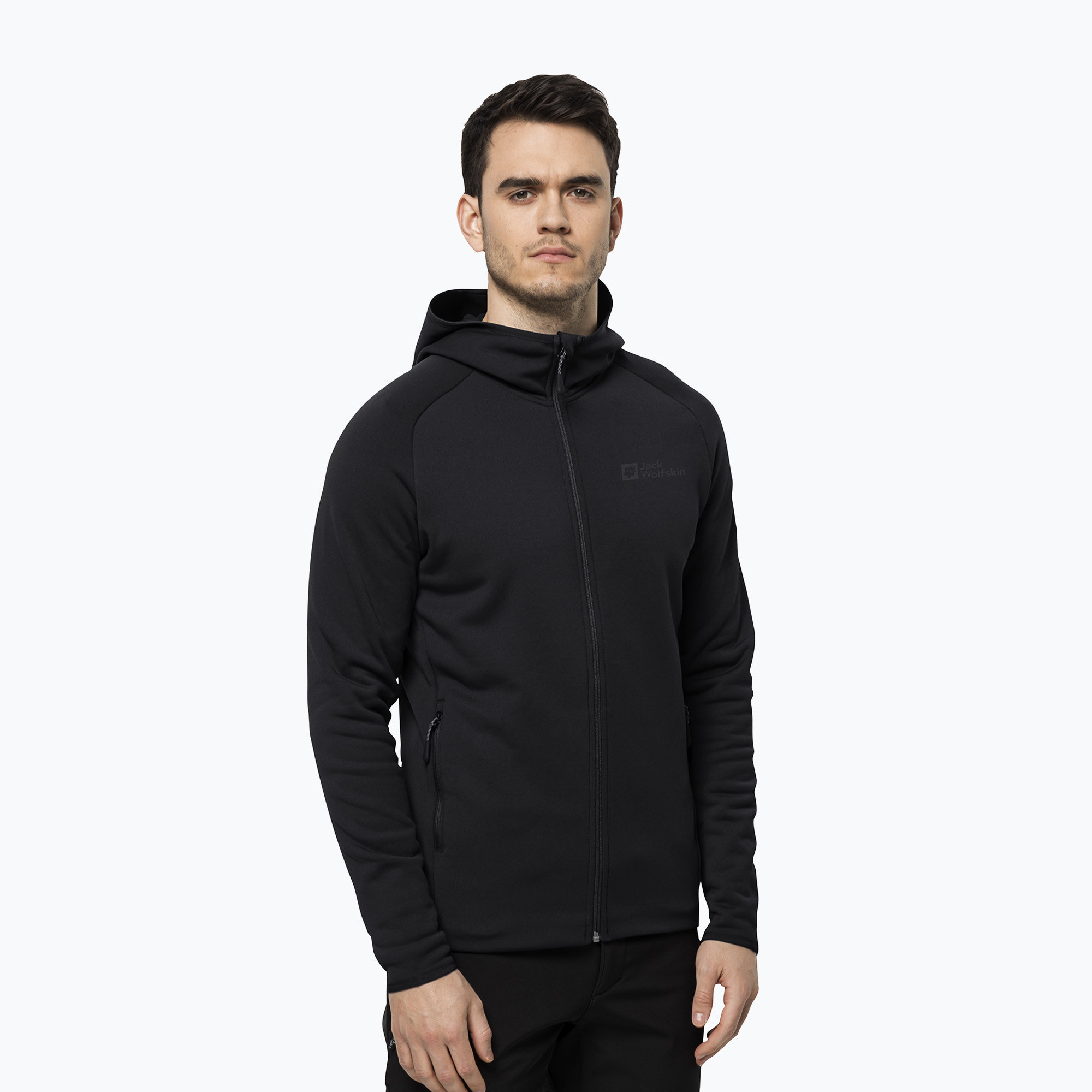 Bluza trekkingowa męska Jack Wolfskin Baiselberg Hooded FZ black 