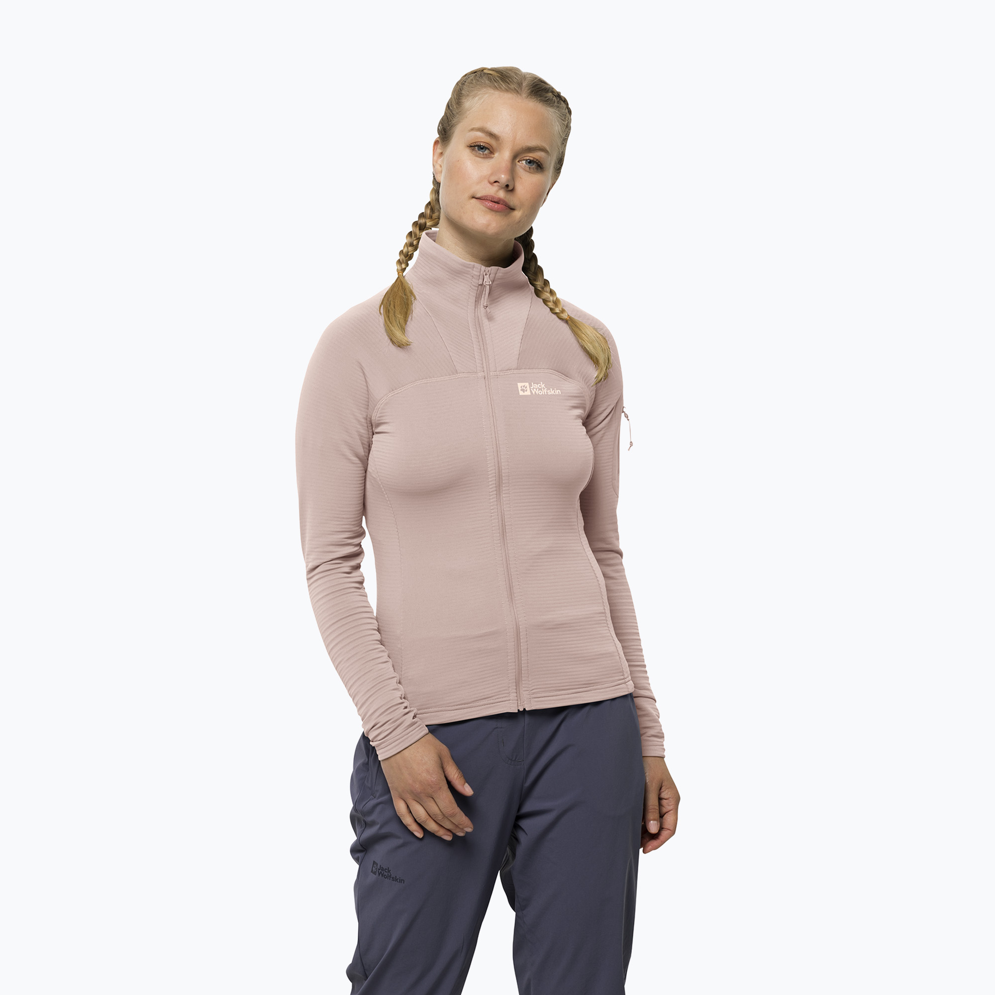 Bluza trekkingowa damska Jack Wolfskin Prelight FZ rose smoke 