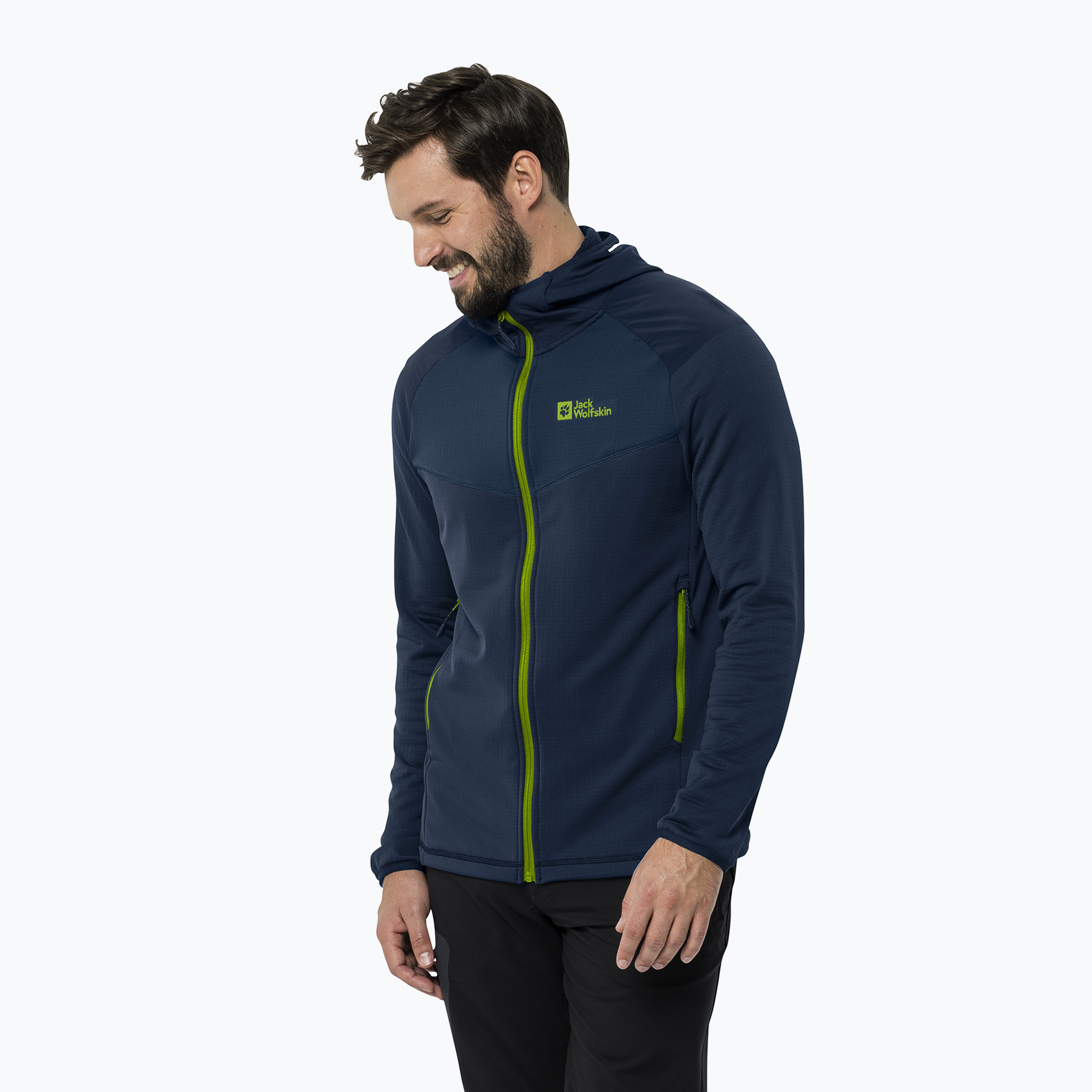 Bluza trekkingowa męska Jack Wolfskin Kolbenberg Hooded FZ dark sea 