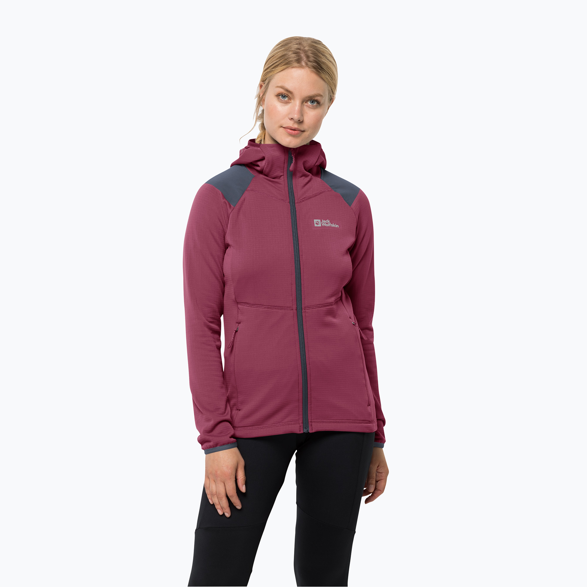 Bluza trekkingowa damska Jack Wolfskin Kolbenberg Hooded FZ sangria red 