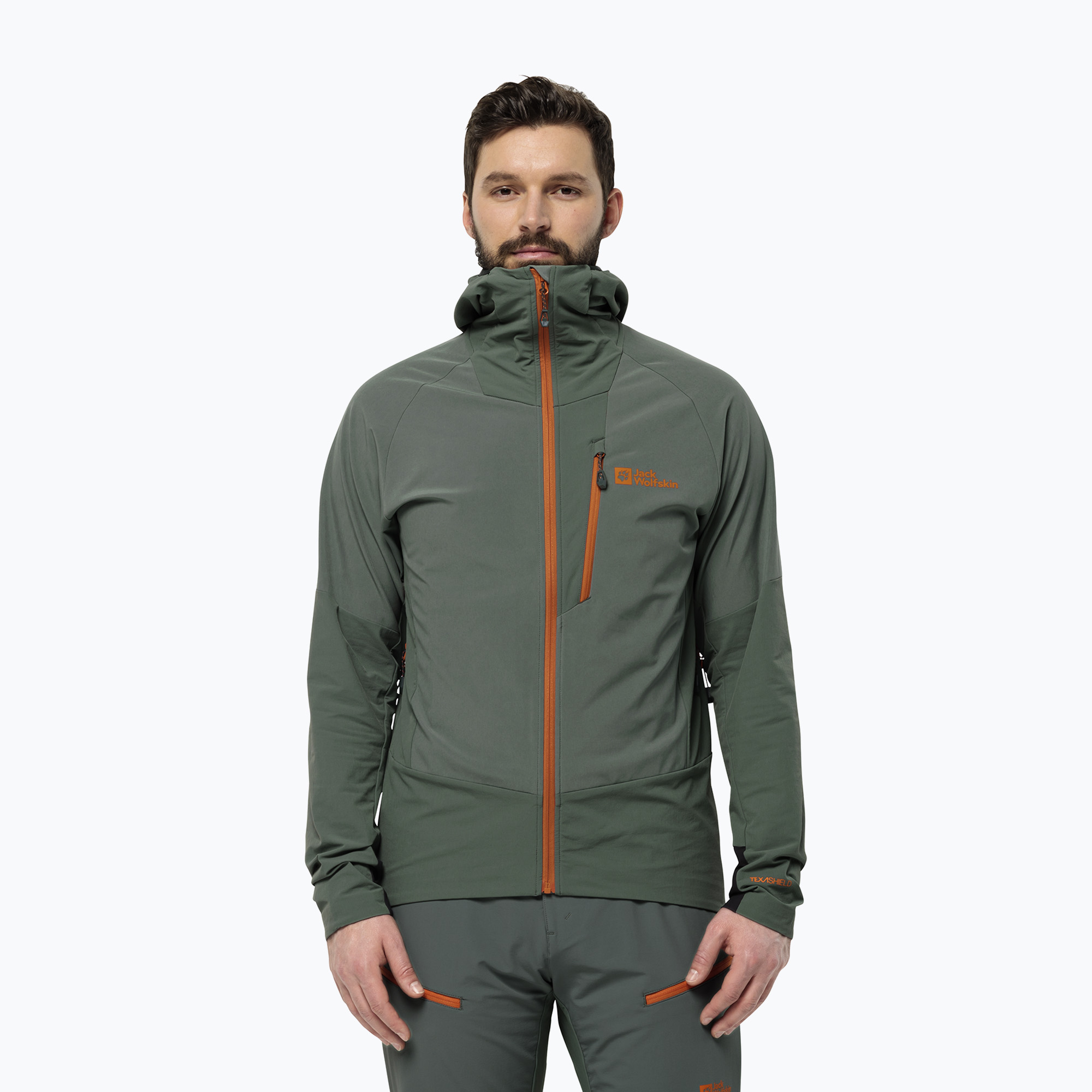 Kurtka softshell męska Jack Wolfskin Alpspitze Hoody hedge green 