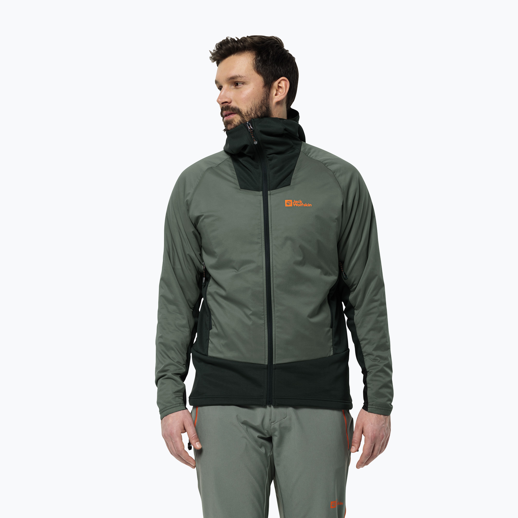 Kurtka przeciwdeszczowa męska Jack Wolfskin Alpspitze Ins Hybrid hedge green 