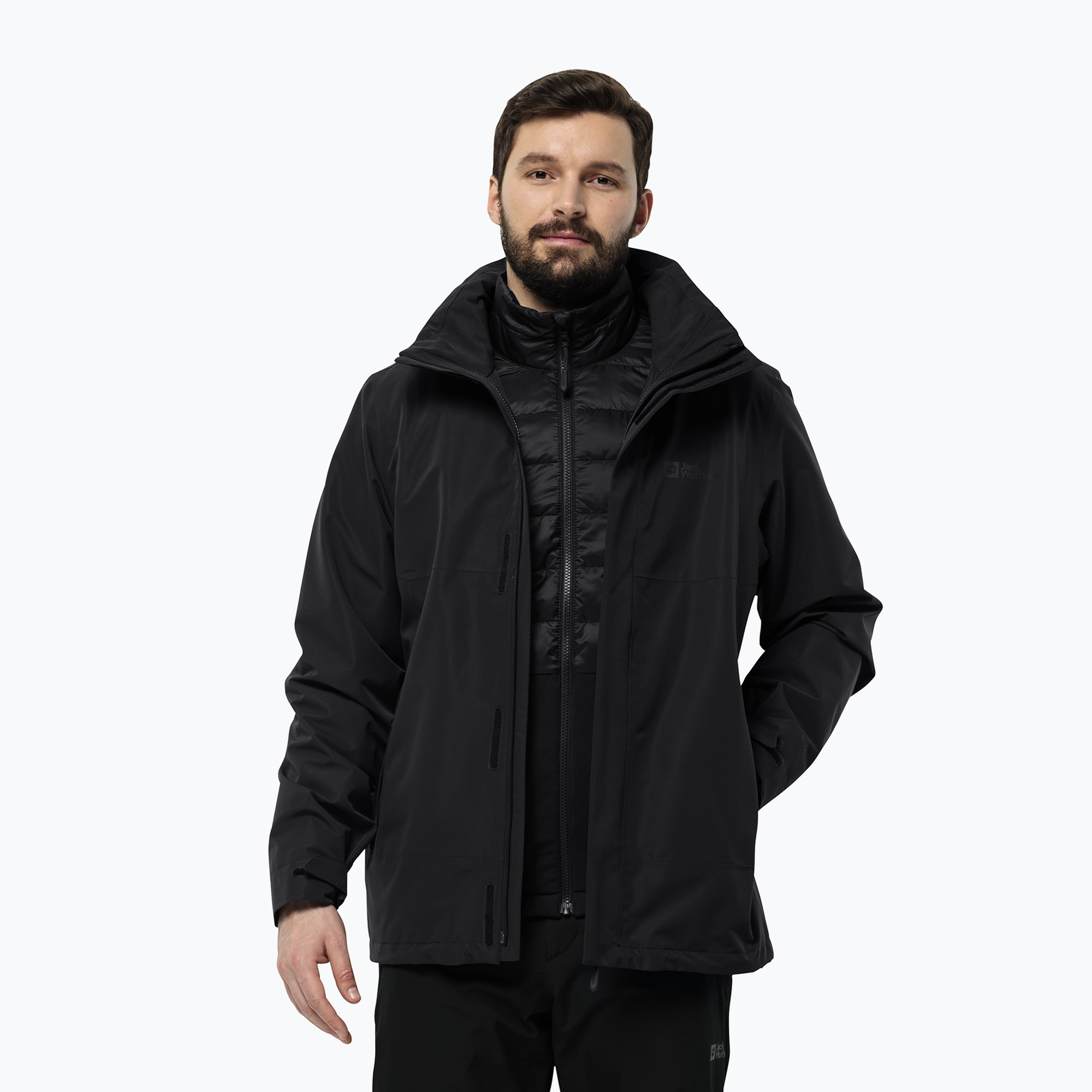 Jack Wolfskin pánska bunda do dažďa Feldberg Luntal 3v1 black (Luntal 3in1 1116251)