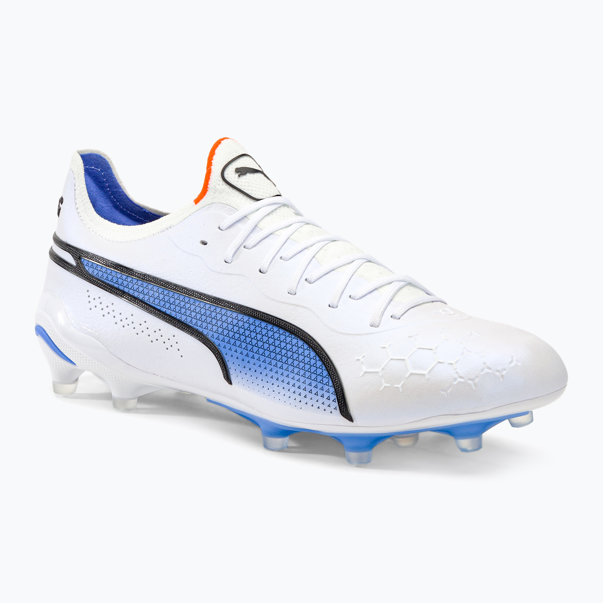 Buty piłkarskie męskie PUMA King Ultimate FG/AG puma white/puma black/blue glimmer/ultra orange 