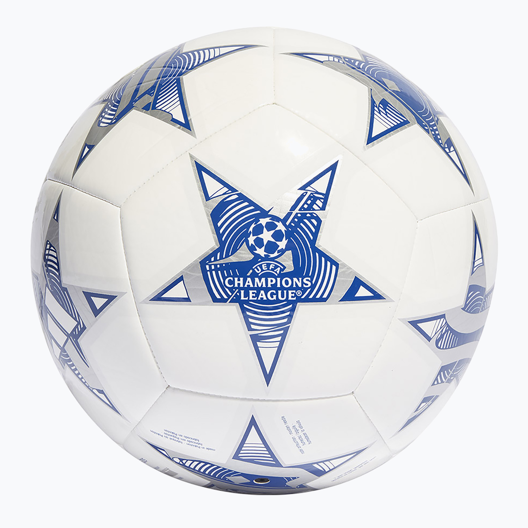 adidas UCL Club 23/24 futbalová biela/železná metalíza/šoková fialová/jasná azúrová veľkosť 4 (UCL Club 23/24 IA0945)