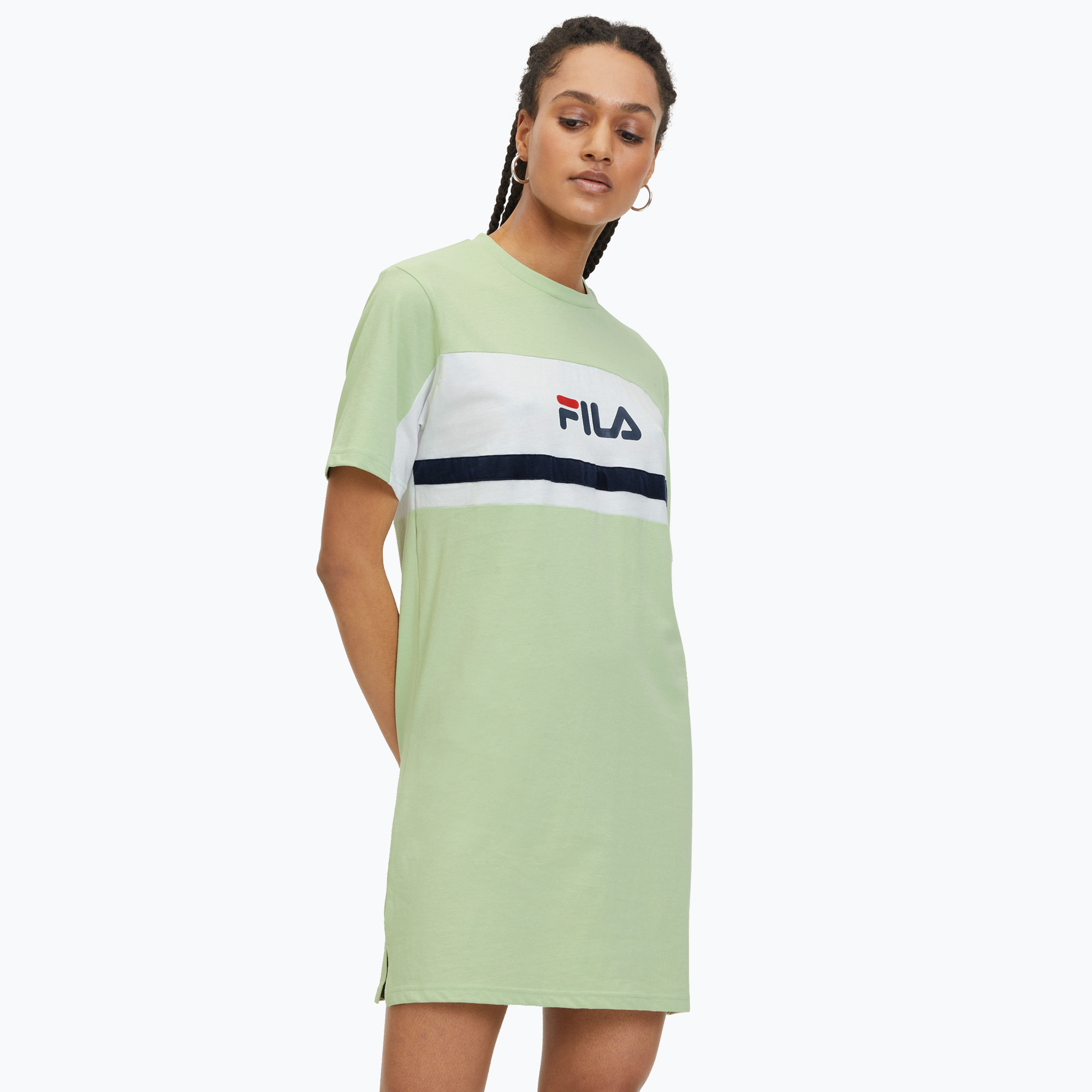 Дамска рокля FILA Lishui smoke green/bright white
