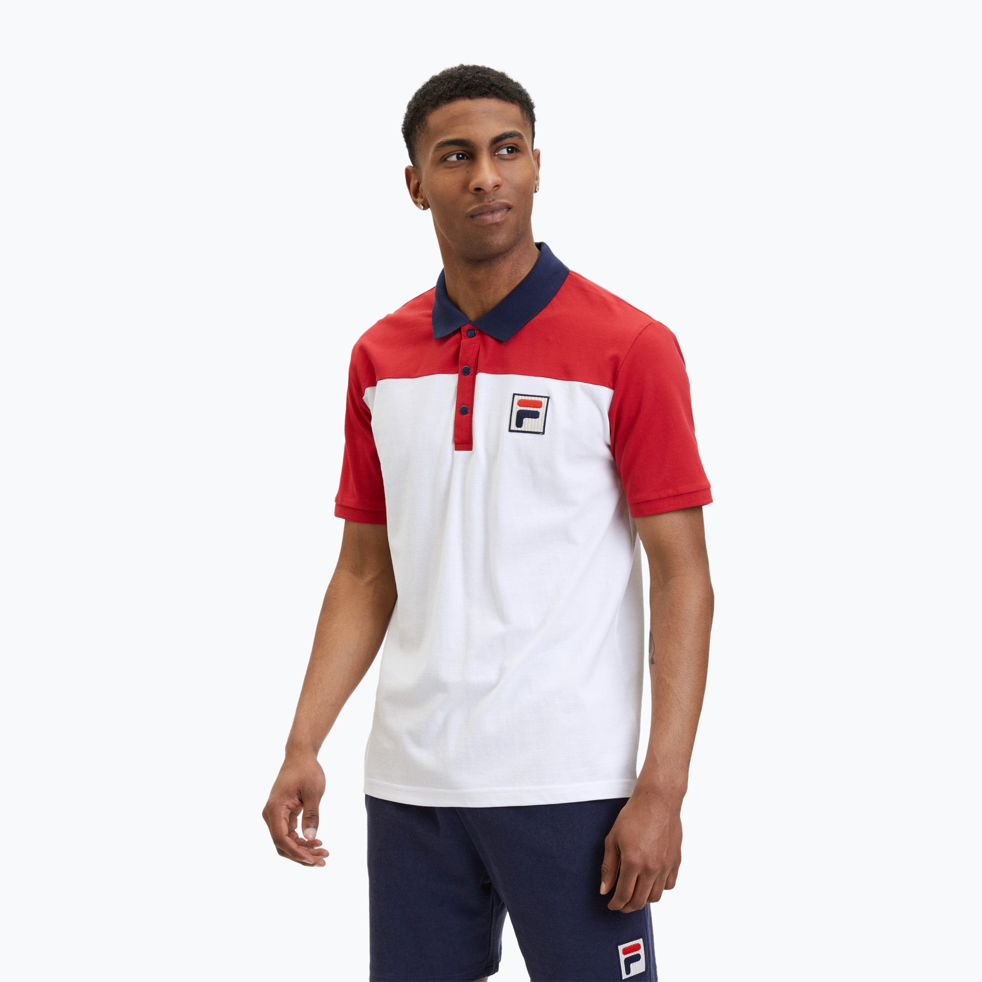 Koszulka polo męska FILA Lianshan Blocked bright white-true red 
