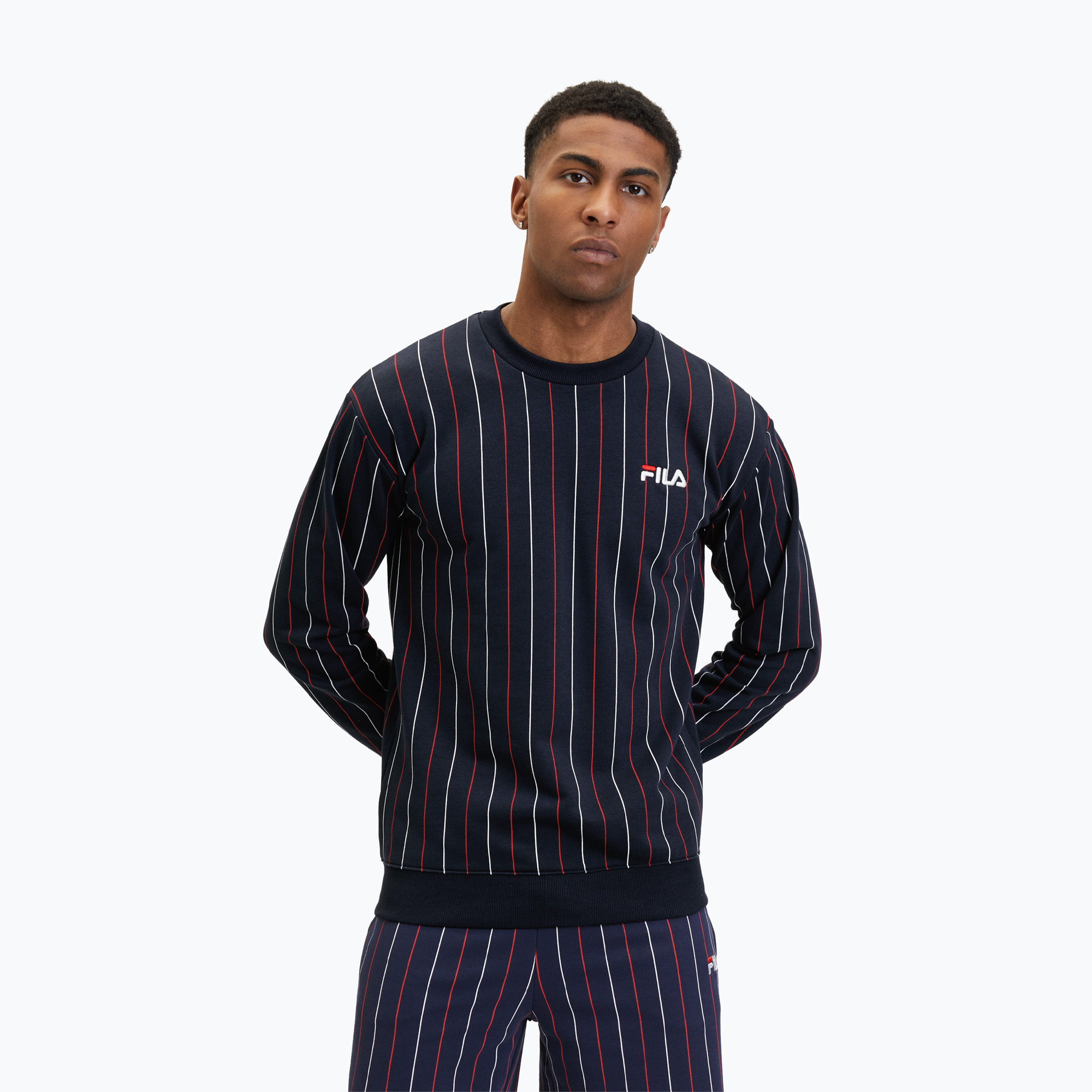 Bluza męska FILA Lobito Pinstriped Crew black iris/two color stiped 