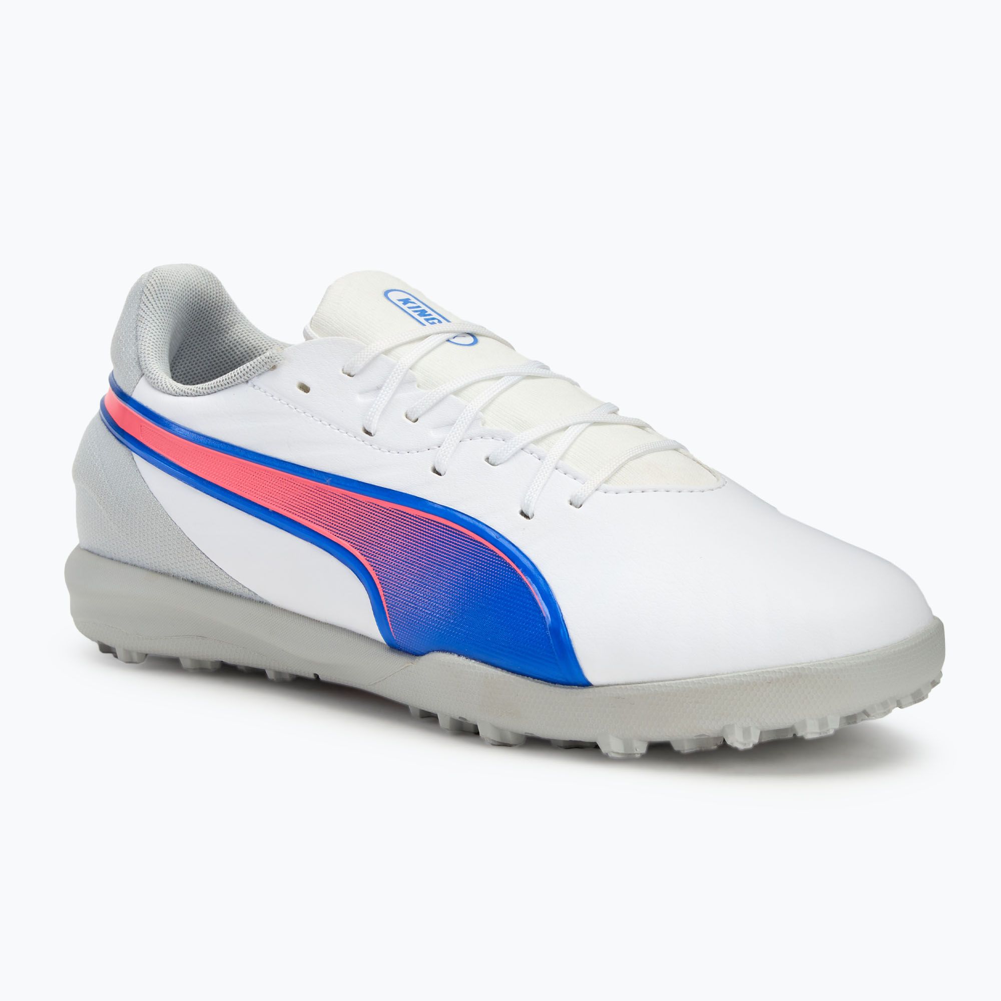 Buty piłkarskie dziecięce PUMA King Match TT Jr puma white/bluemazing/flat light grey/sunset glow 