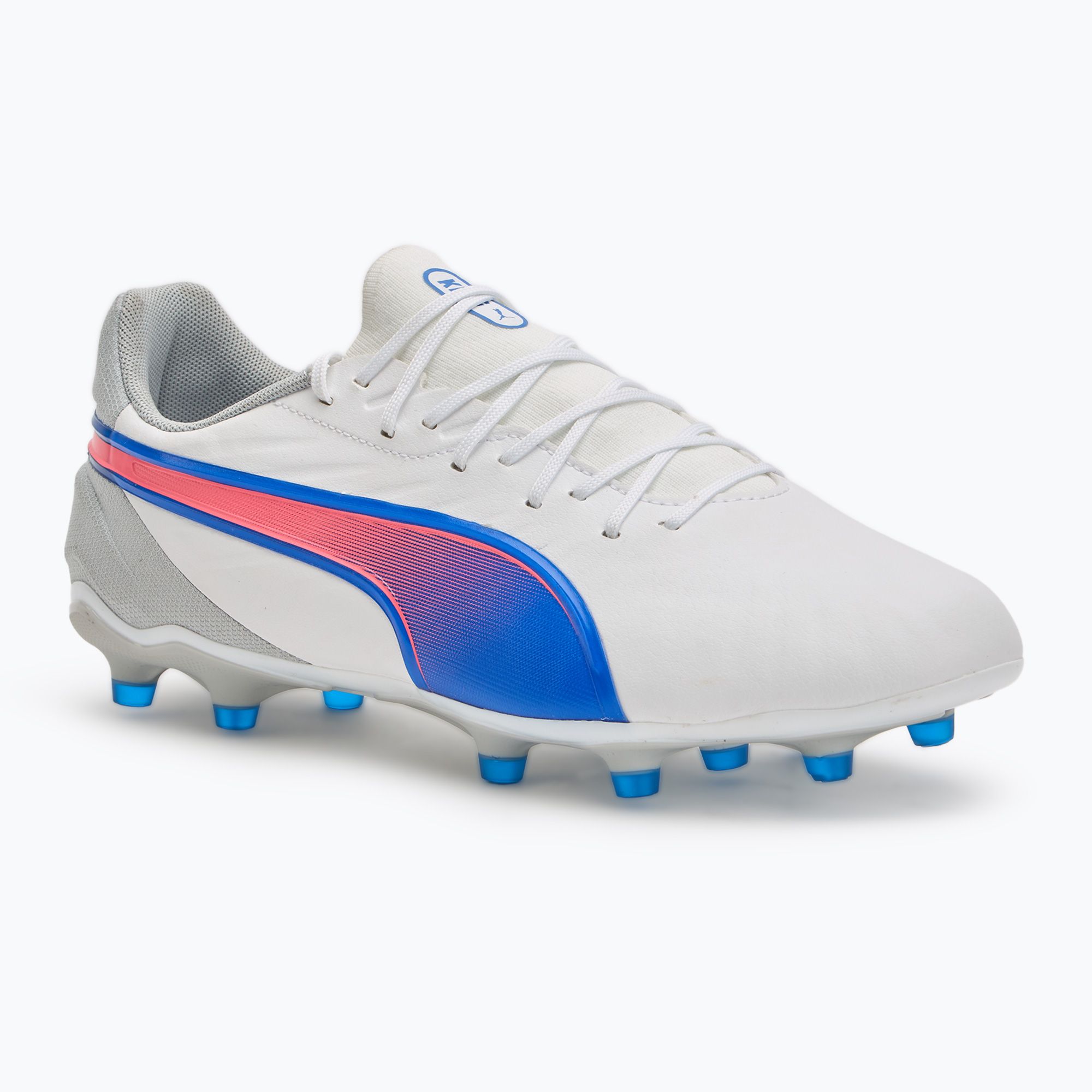 Buty piłkarskie PUMA King Match FG/AG puma white/bluemazing/flat light grey/sunset glow 