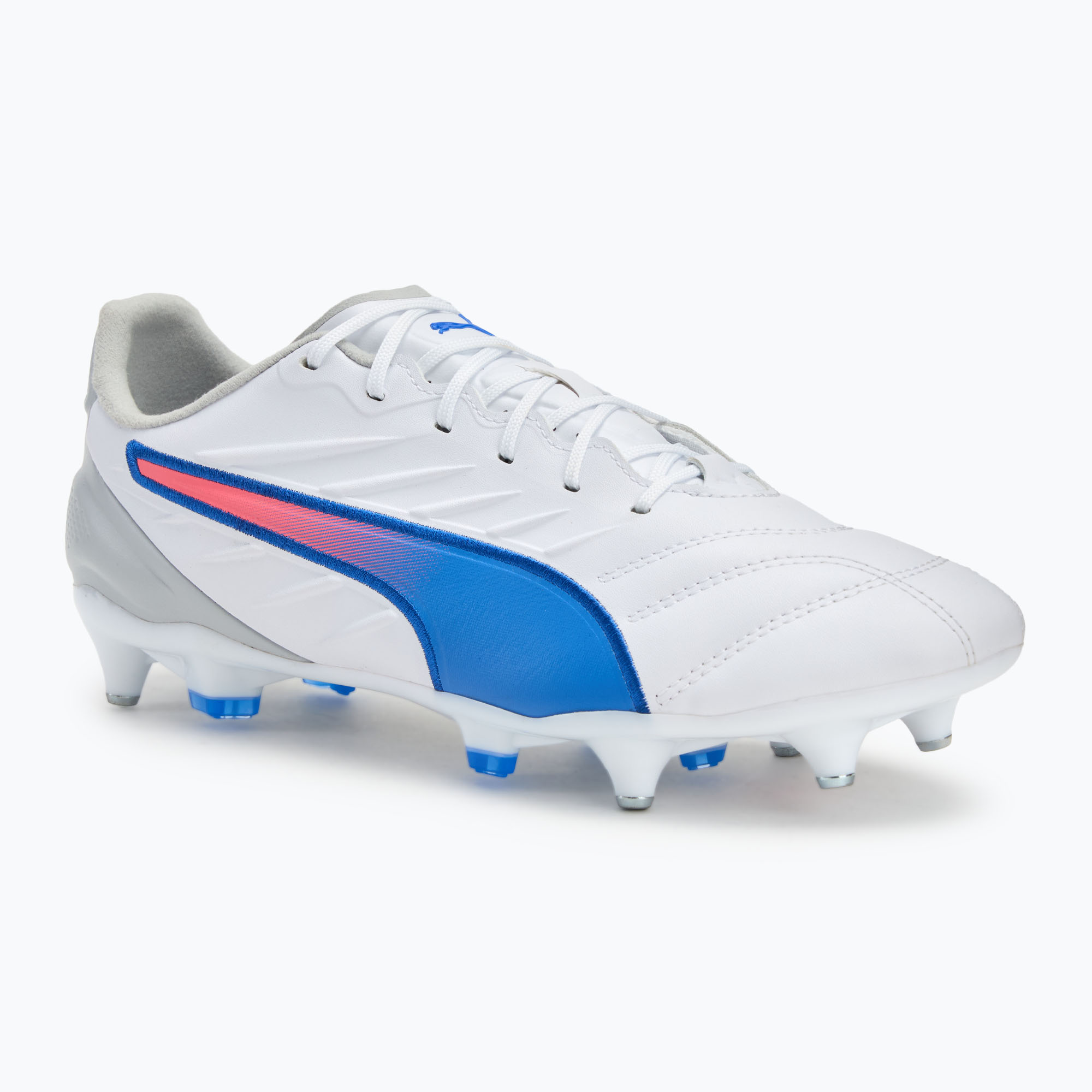 Buty piłkarskie męskie PUMA King Pro MxSG puma white/bluemazing/flat light grey/sunset glow 
