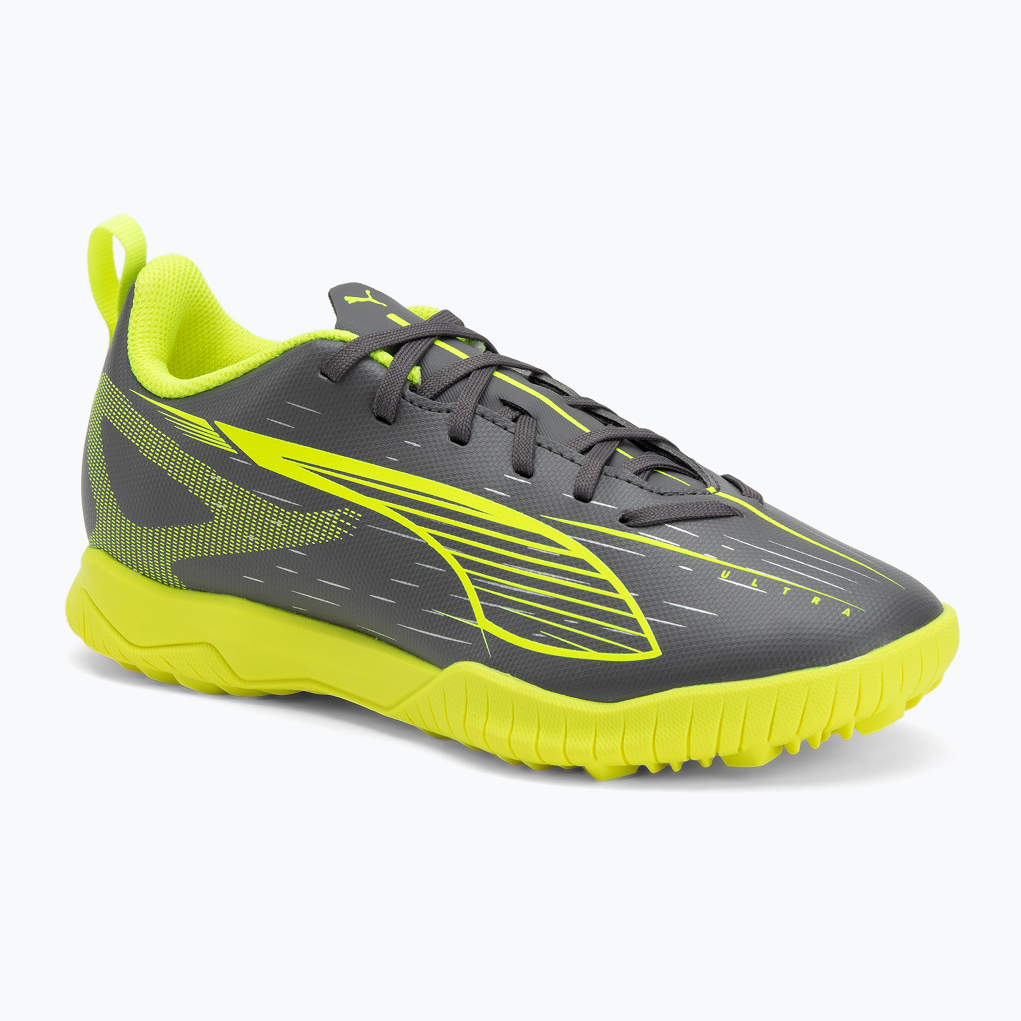 Buty piłkarskie dziecięce PUMA Ultra 5 Play TT Jr matte aged silver/yellow alert/puma aged silver 