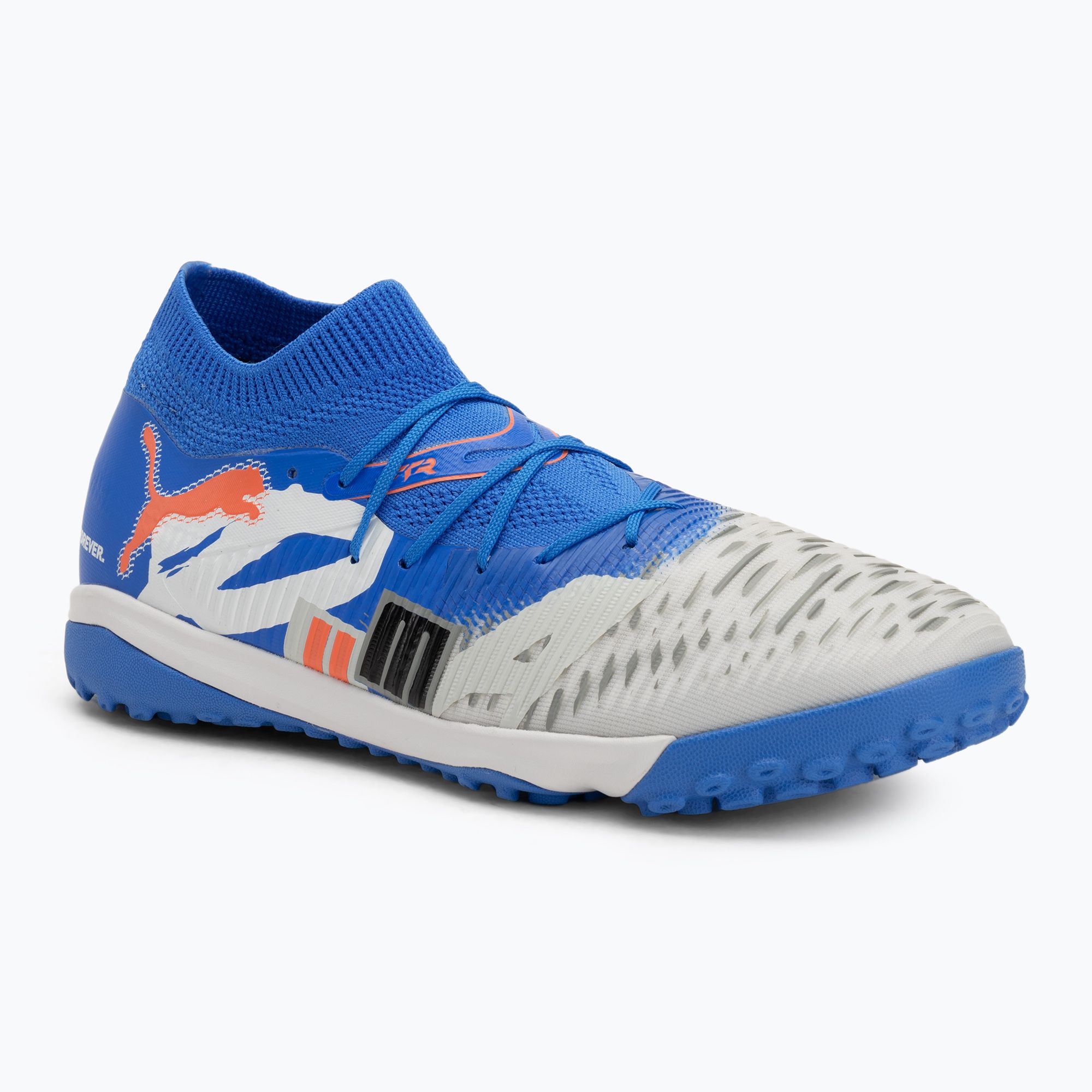 Buty piłkarskie męskie PUMA Future 8 Match Forever TT white/ultra blue/feather gray/puma black/glowing red 
