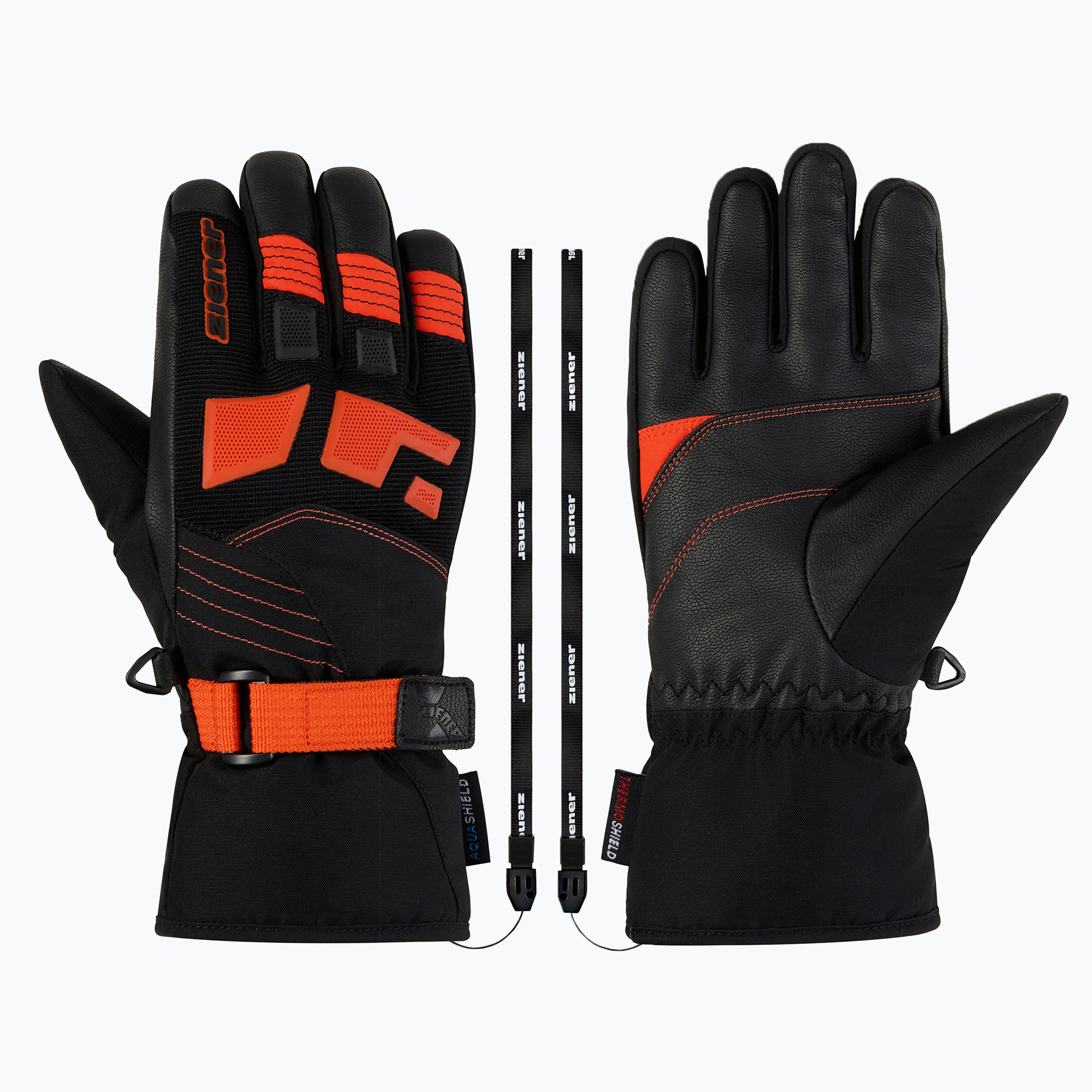 Детски скиорски ръкавици ZIENER Lukian-Z AS black/orange red