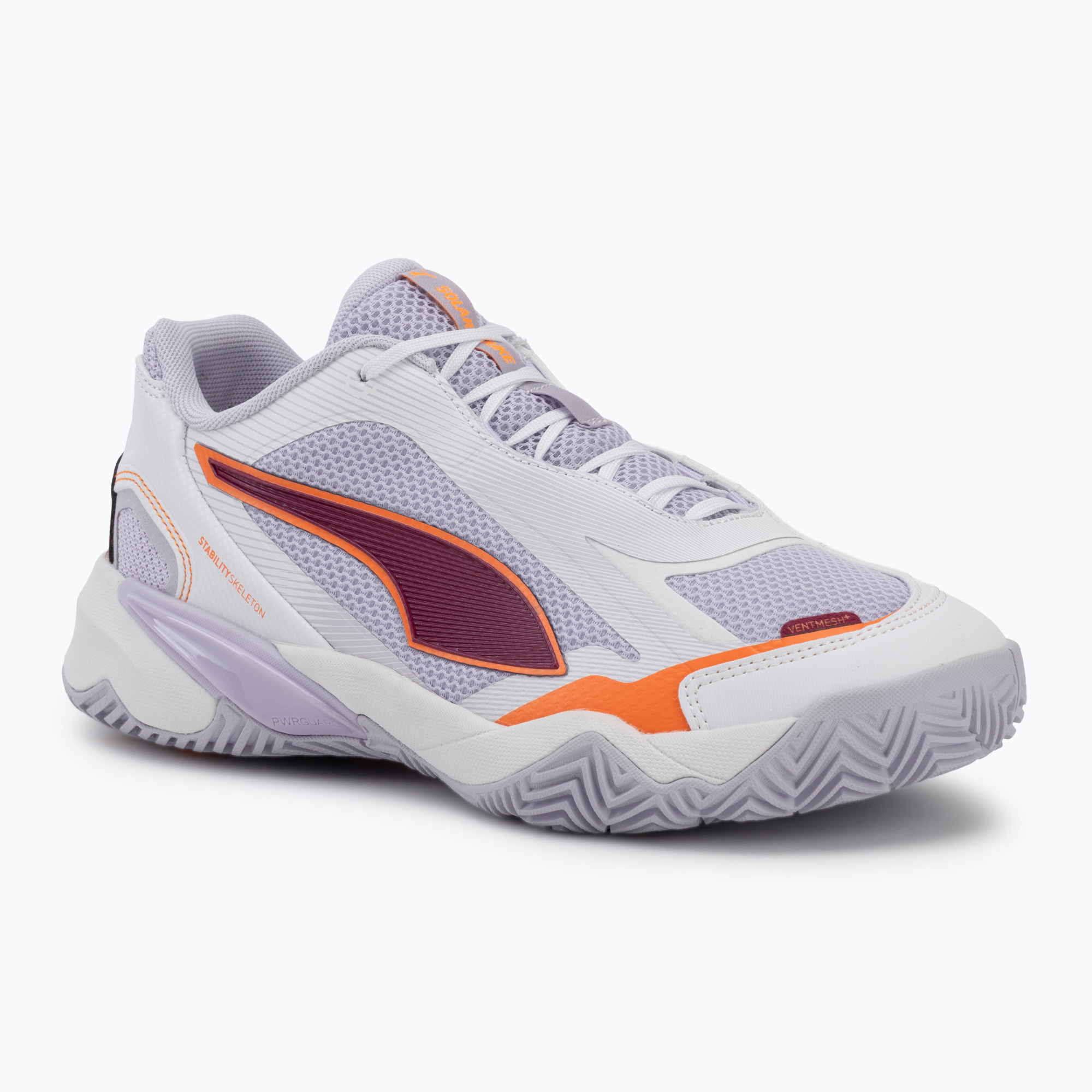 Дамски обувки за хандбал PUMA Solarstrike 4 puma white/heat fire/lilac crush berry