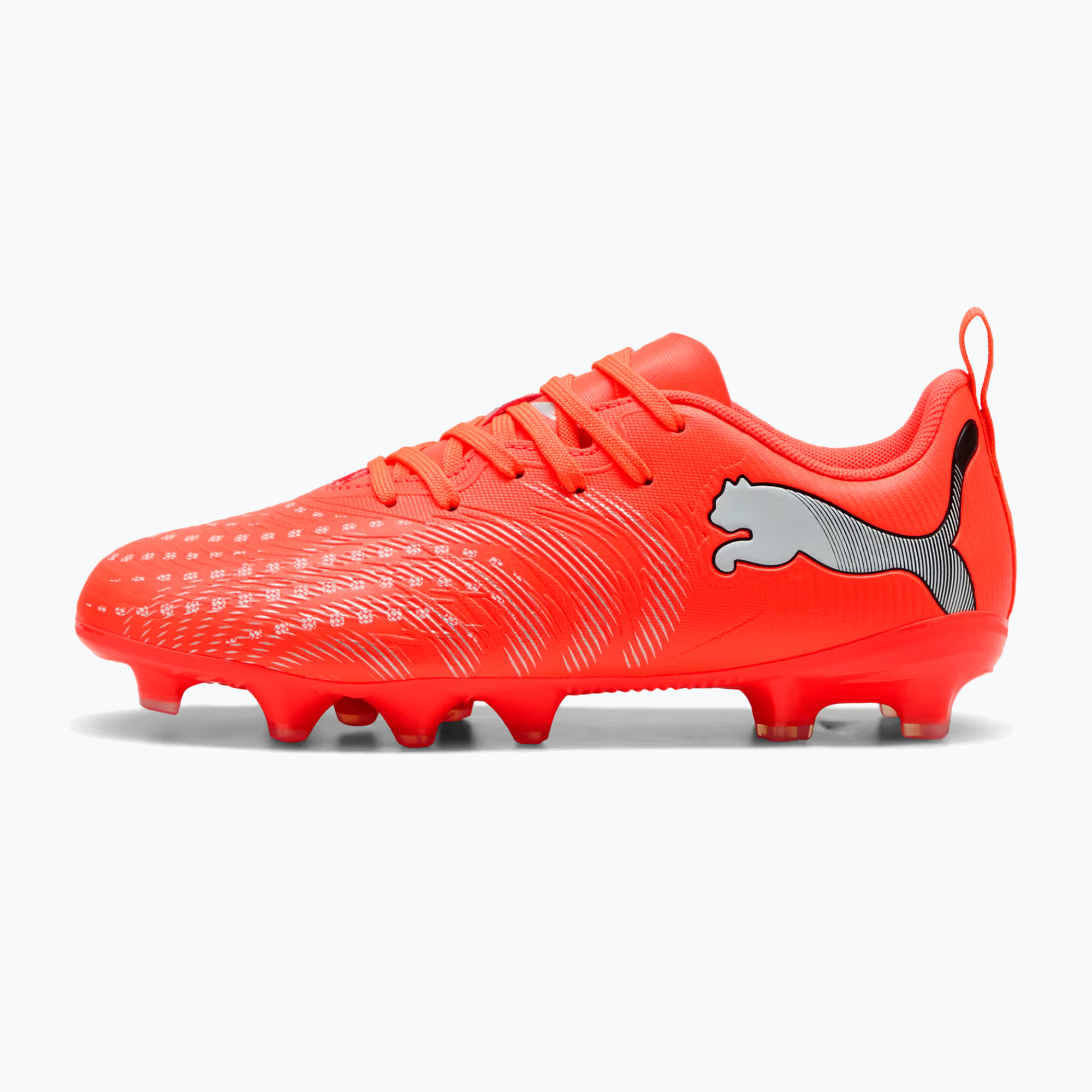 Детски футболни обувки PUMA Future 9 Play FG/AG Jr glowing red/puma white/puma black/puma silver