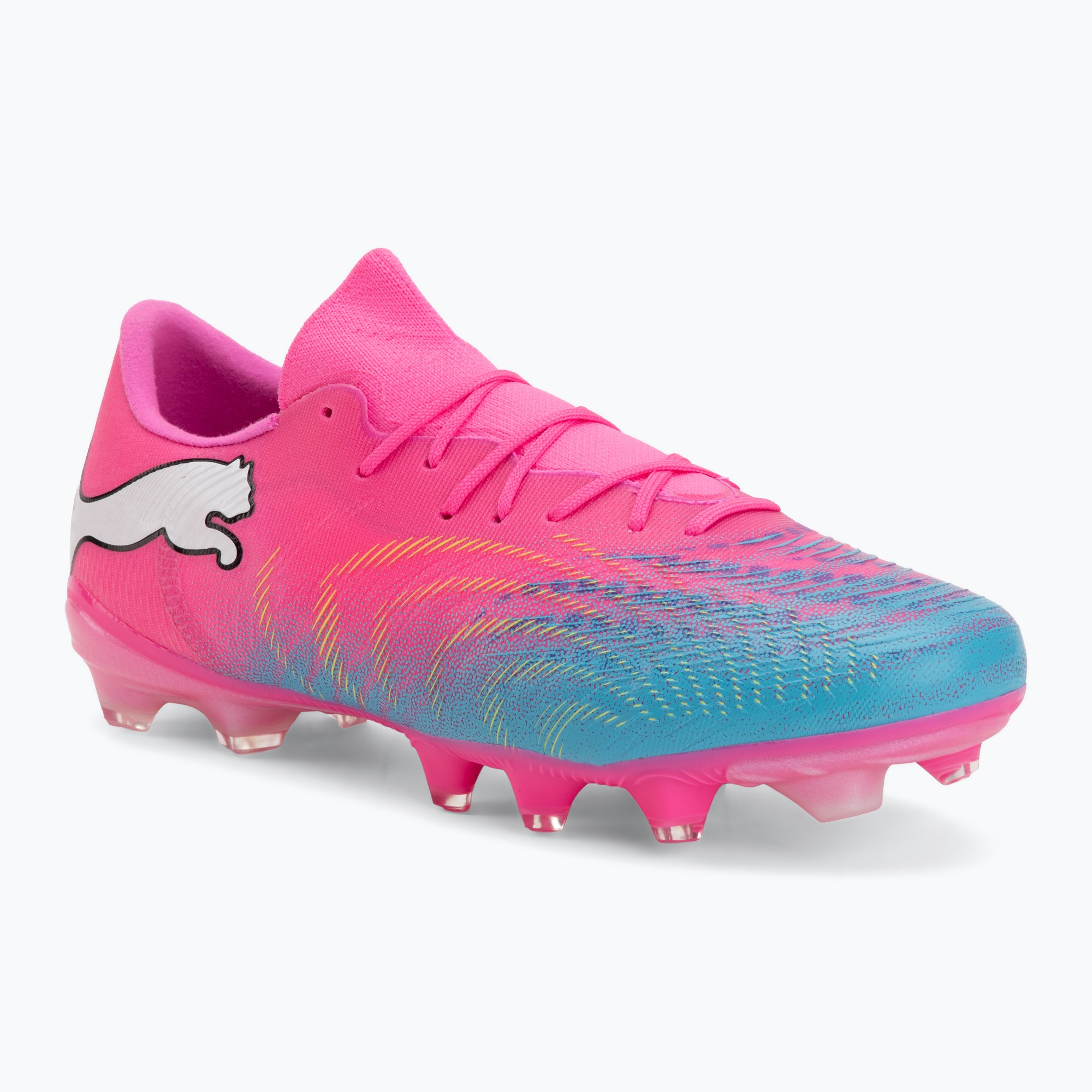 Încălțăminte de fotbal PUMA Future 9 Match Fusion FG/AG poison pink/puma white/sun stream/bright aqua/puma black
