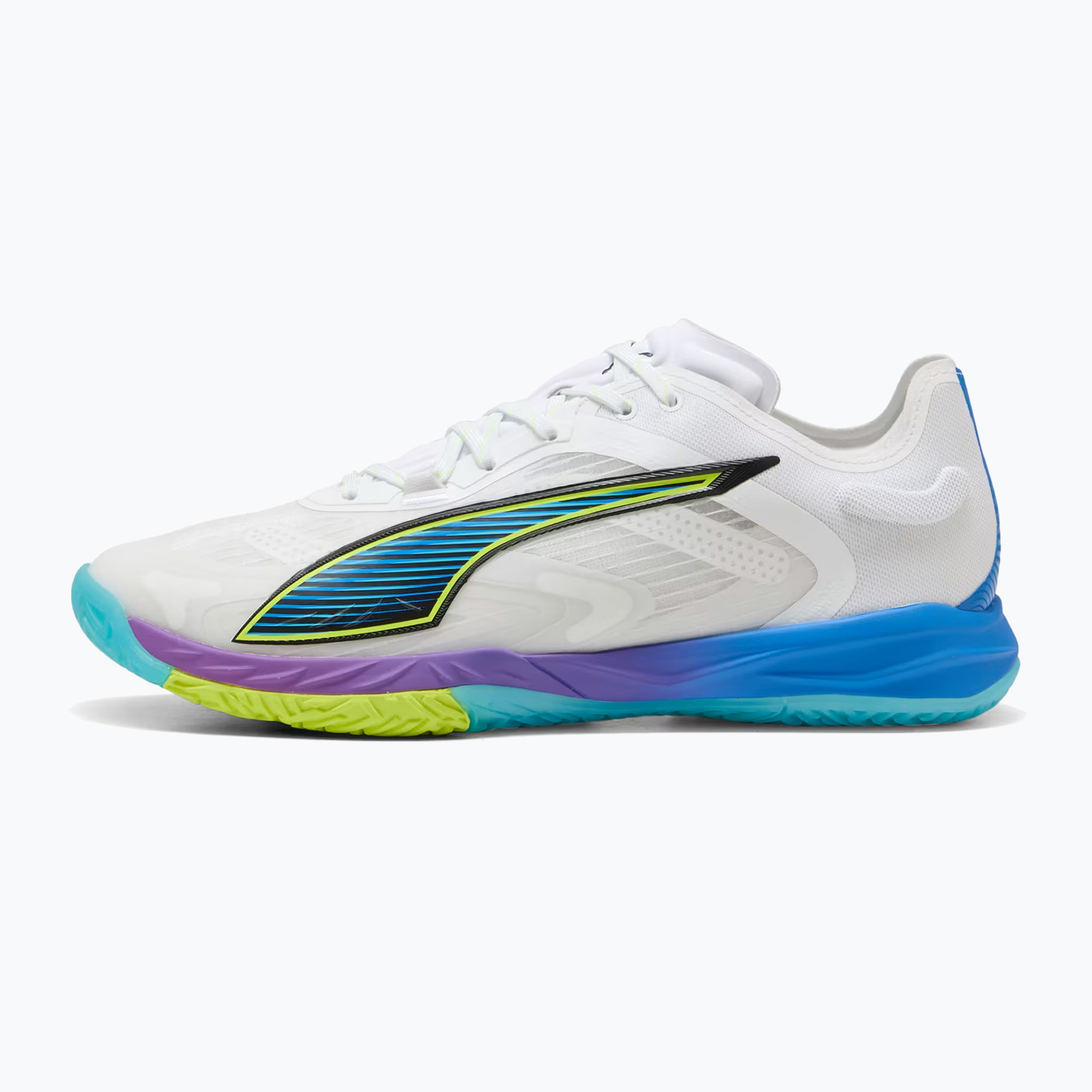 Buty do piłki ręcznej PUMA Accelerate Nitro SQD 4 Game On puma white/glowing red/ultra blue