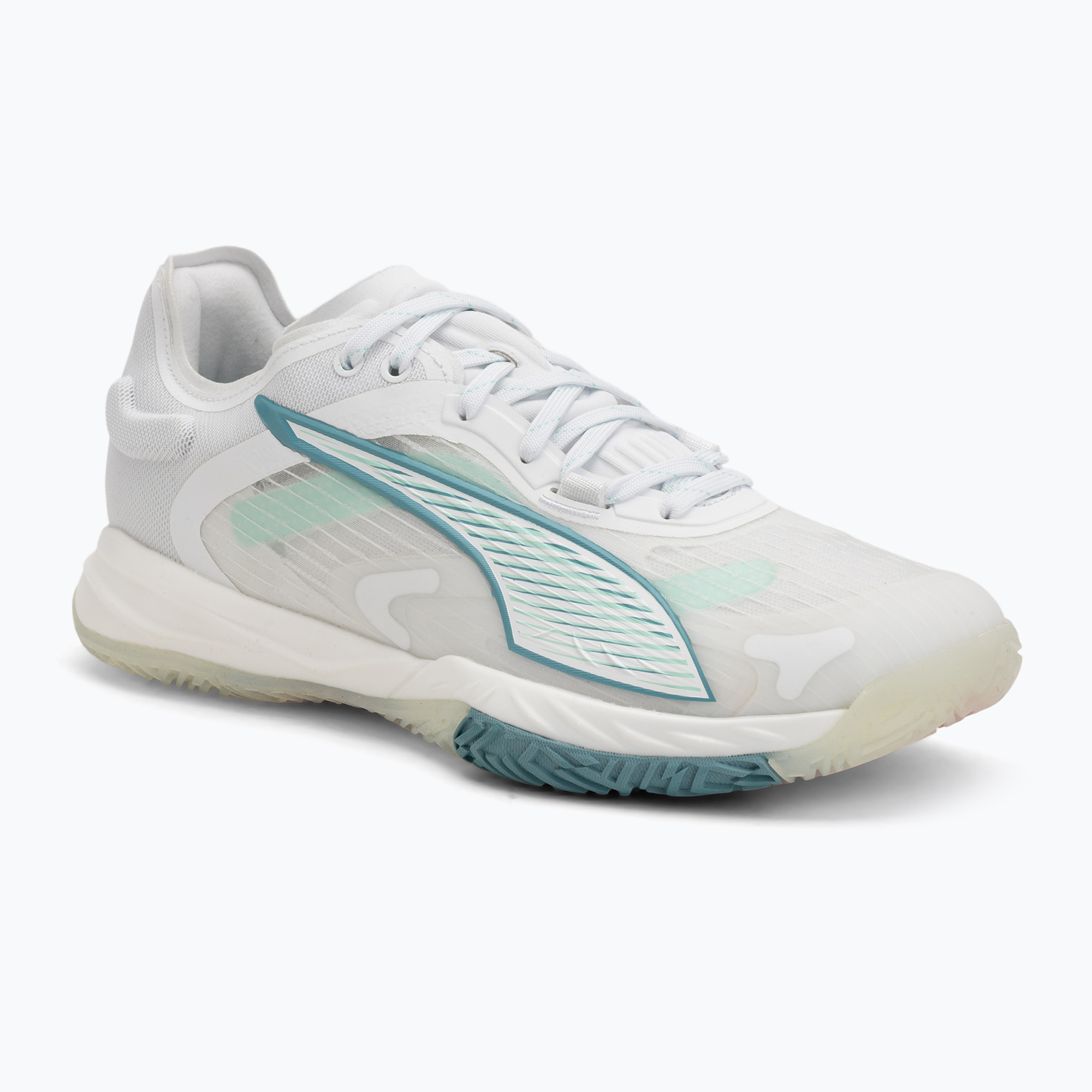 Buty do piłki ręcznej damskie PUMA Accelerate Nitro SQD 4 Game On puma white/baltic sea blue/fresh water 