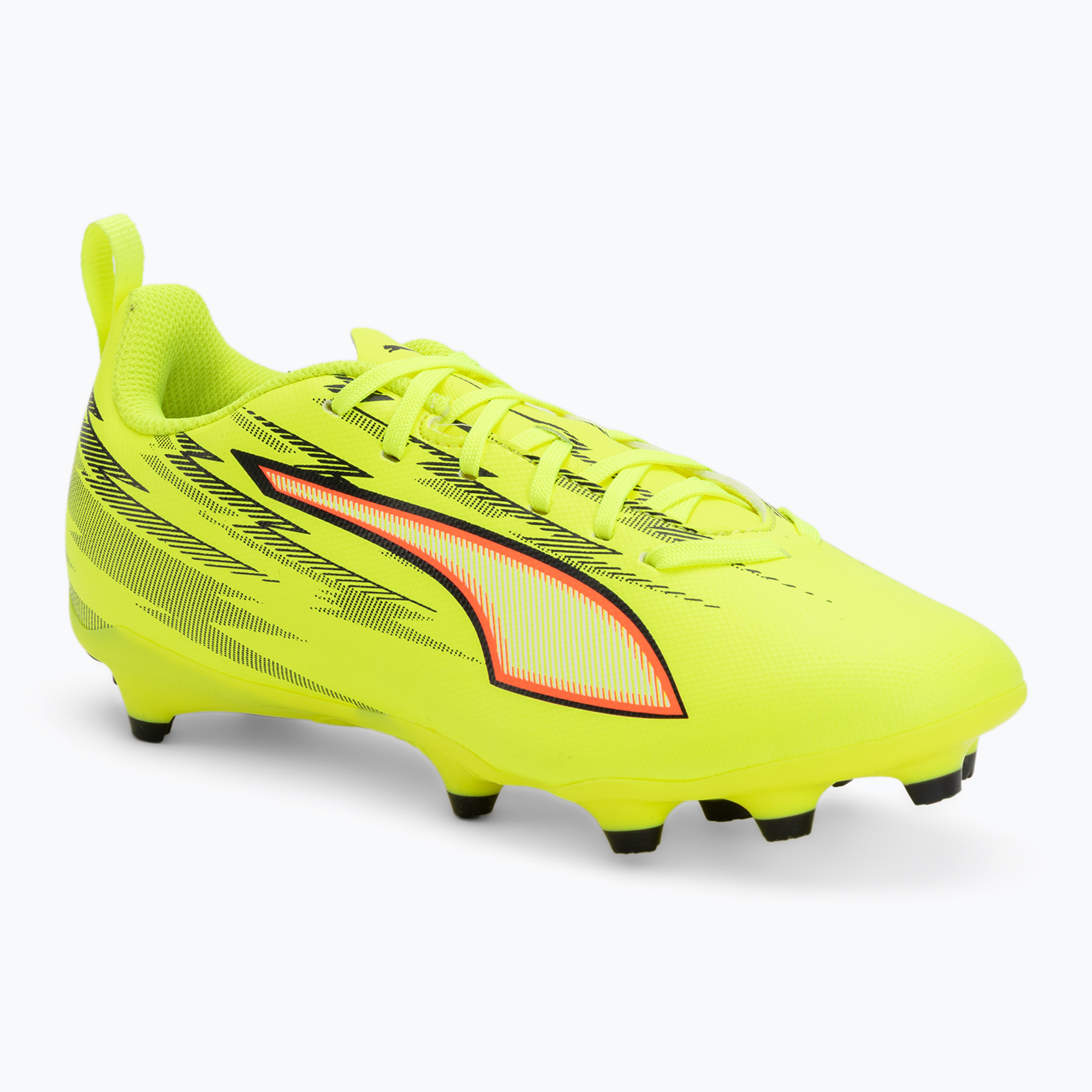 Buty piłkarskie dziecięce PUMA Ultra 6 Play FG/AG Jr yellow alert/puma black/glowing red/lime squeeze 