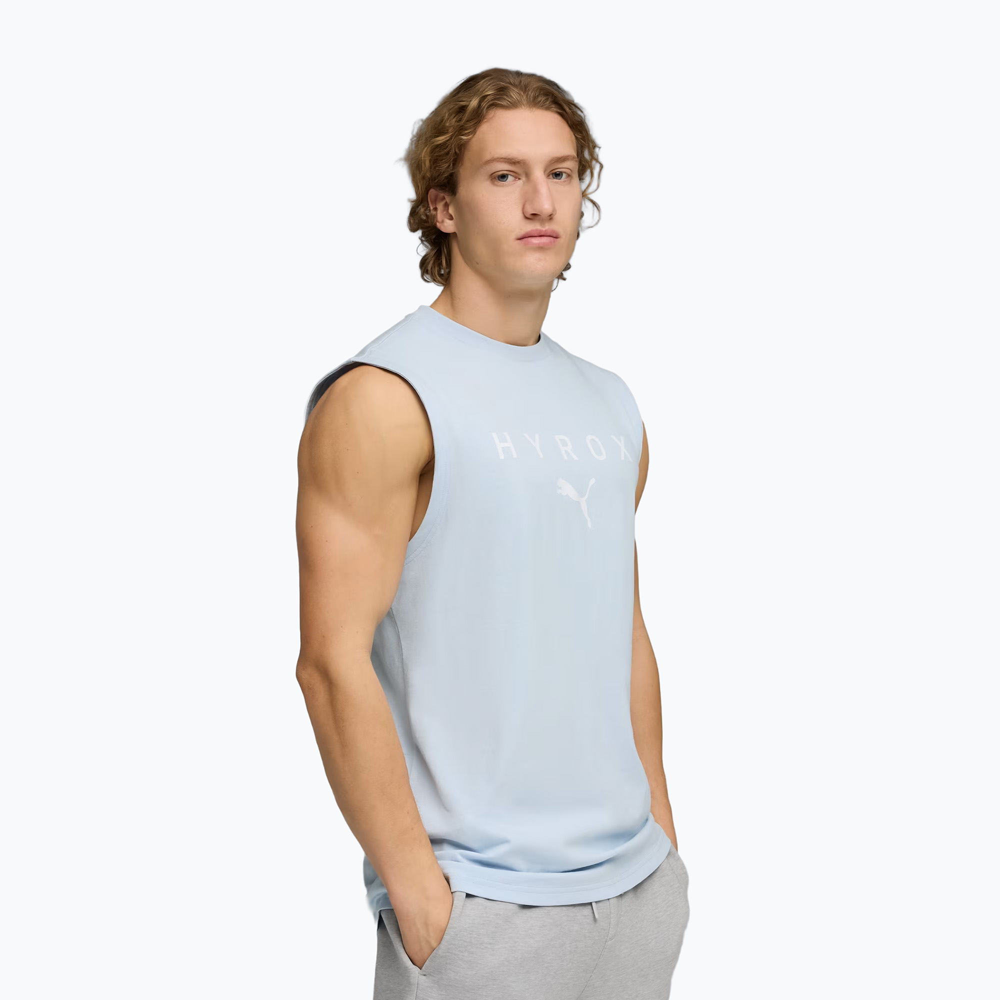 Koszulka treningowa męska PUMA Hyrox Cutoff Tank gray 