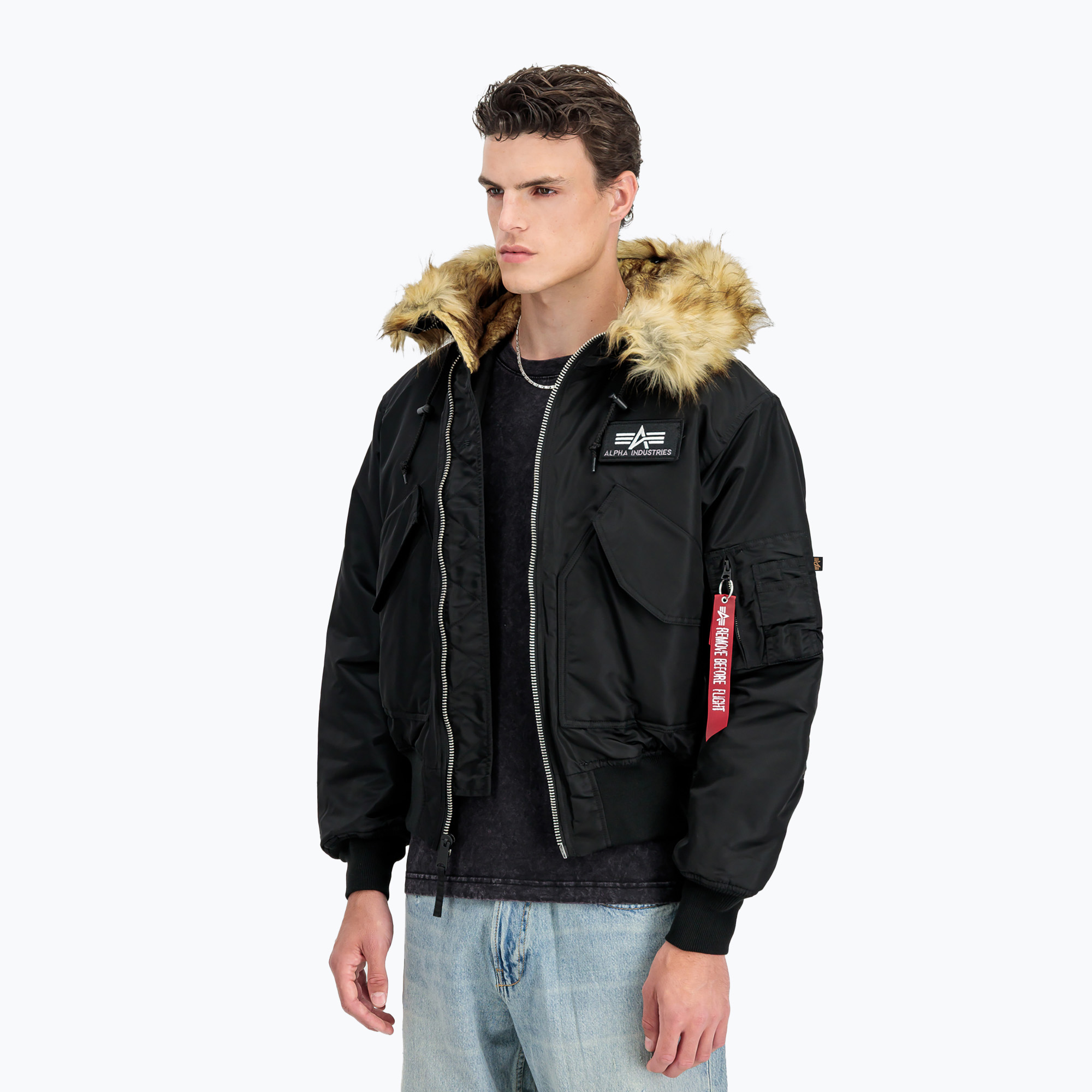 Kurtka męska Alpha Industries 45/P Hooded Custom Bomber black/reflective 