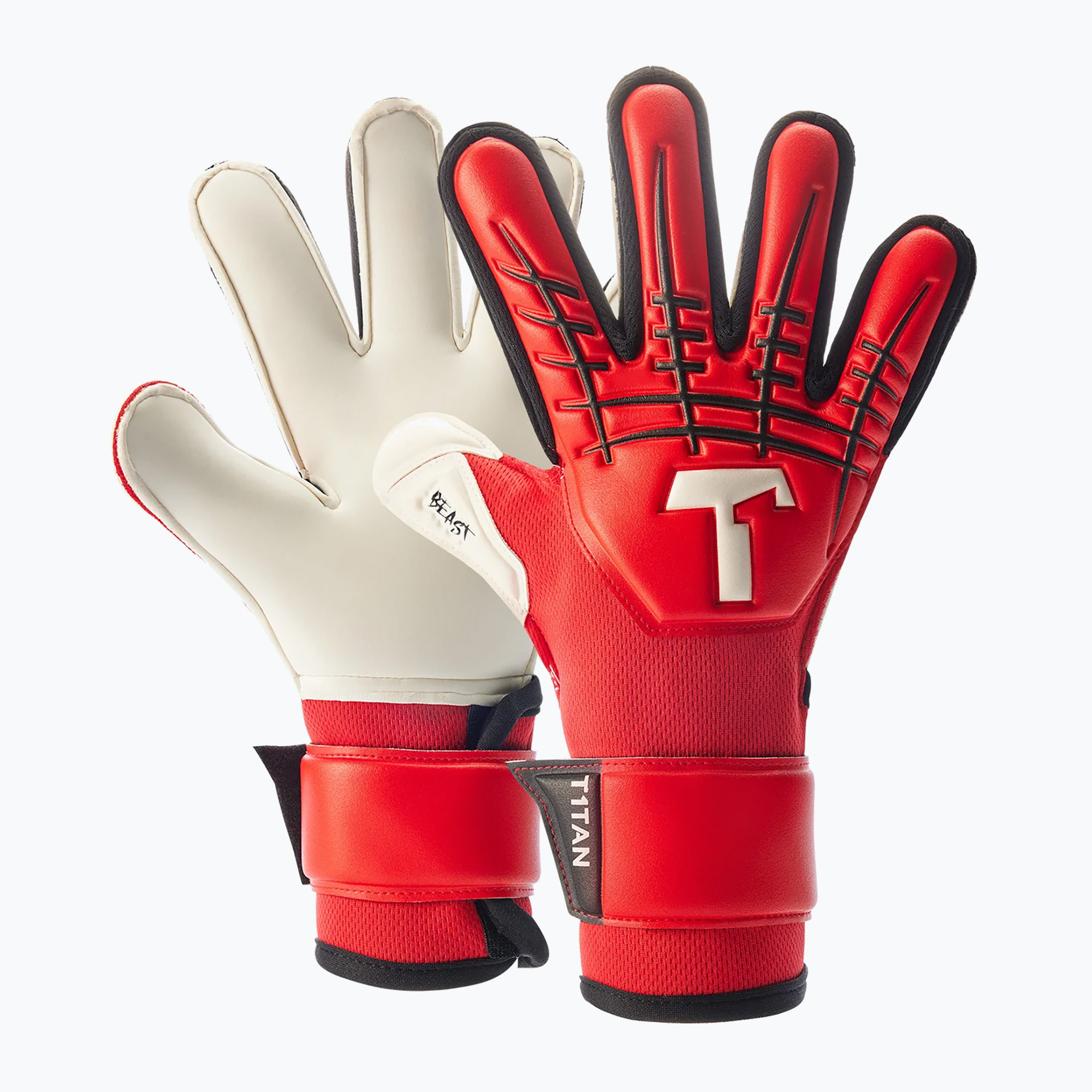 Rękawice bramkarskie dziecięce T1TAN Fluo Beast 3.0 Junior red 