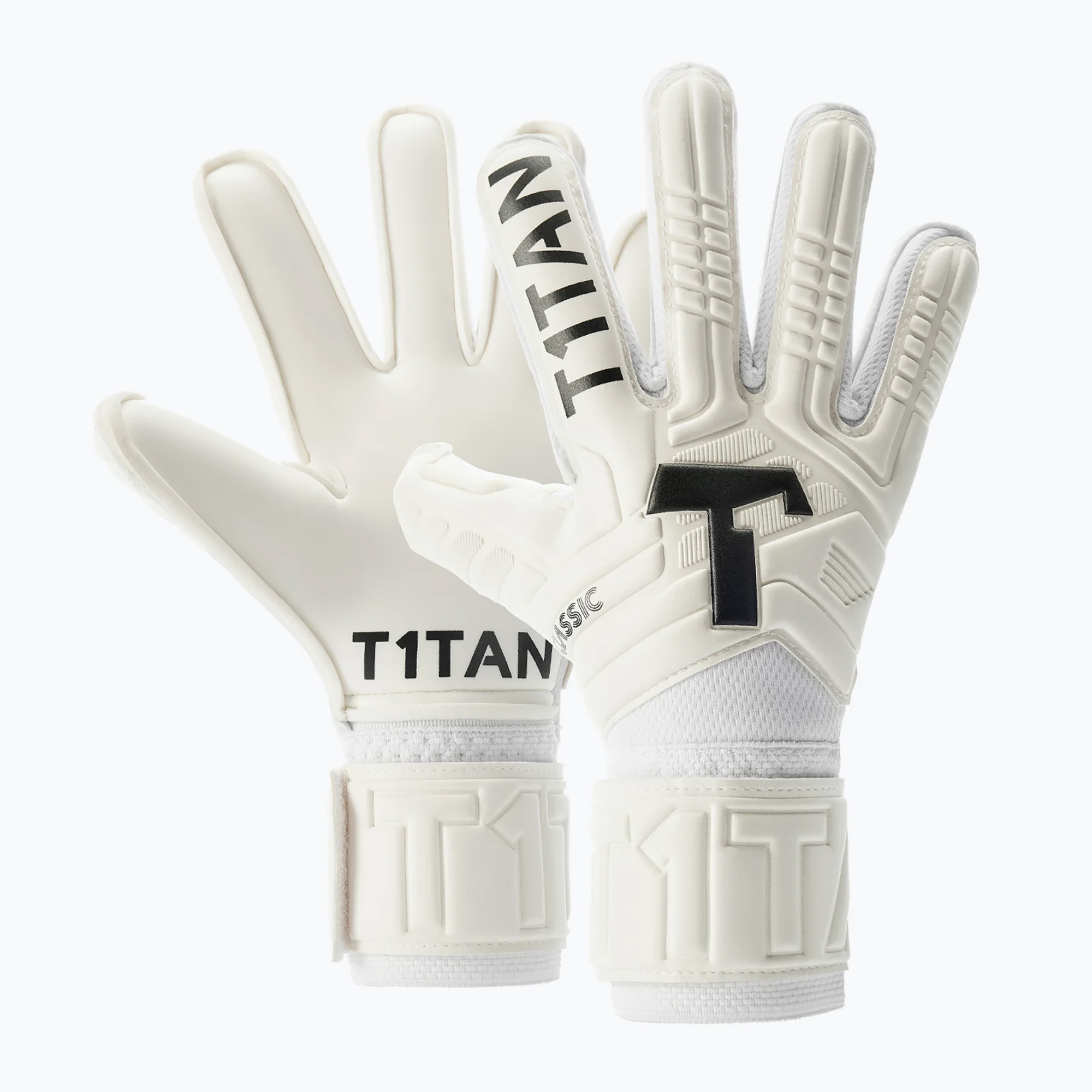 Rękawice bramkarskie dziecięce T1TAN Classic 1.0 White-Out Junior white 