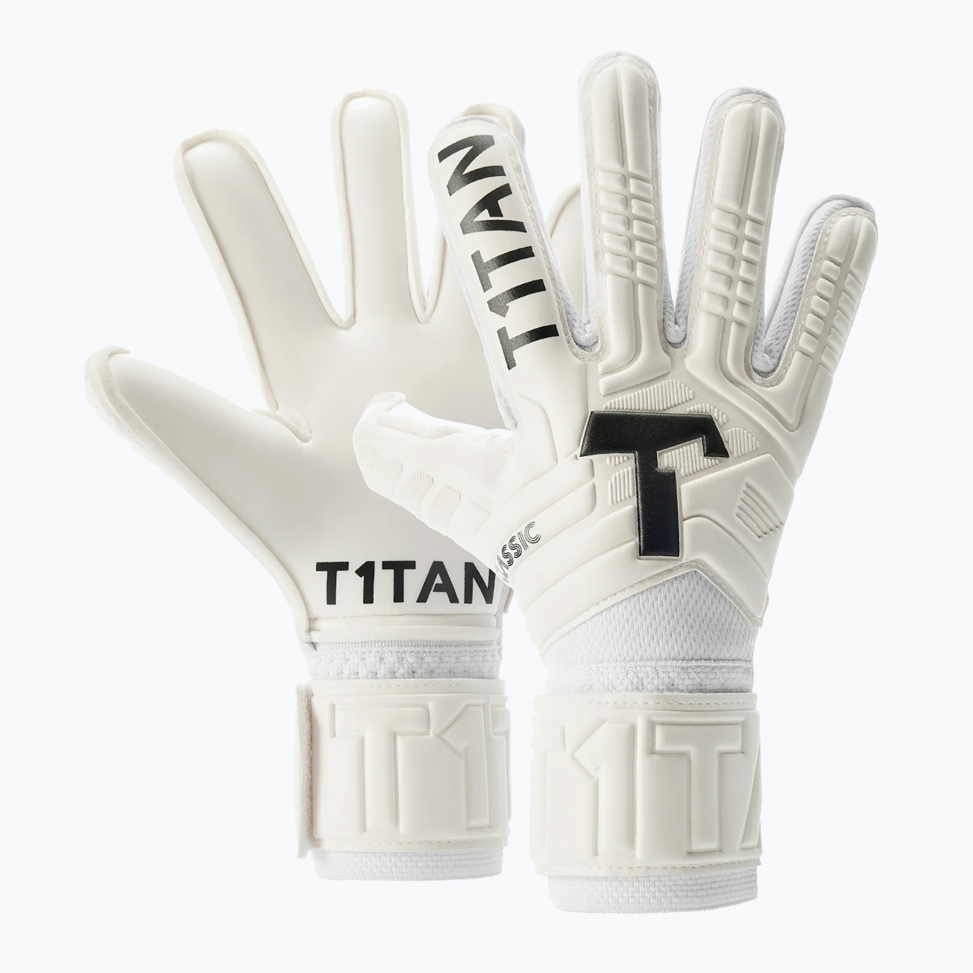 Rękawice bramkarskie dziecięce T1TAN Classic 1.0 White-Out Junior FP white 