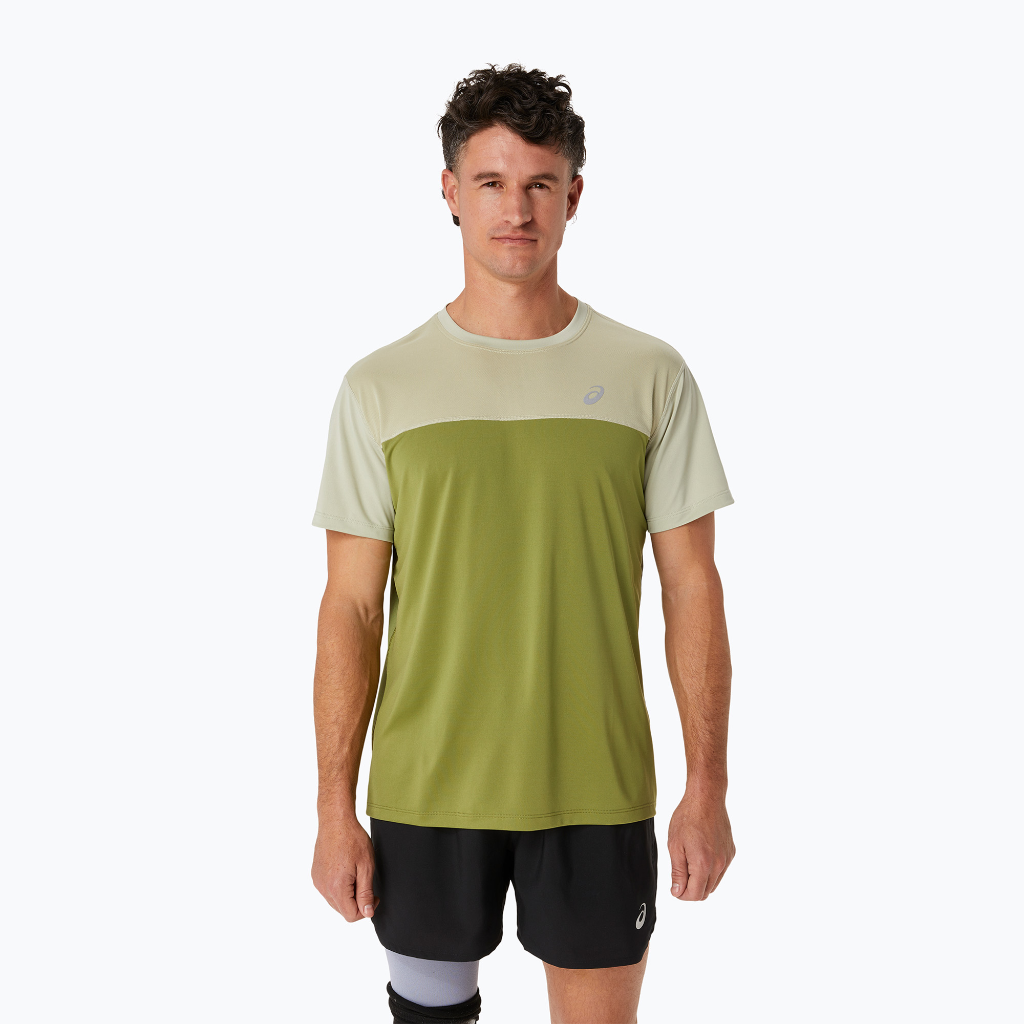 Мъжка тениска за бягане ASICS Race Top performance dry leaf green/cactus