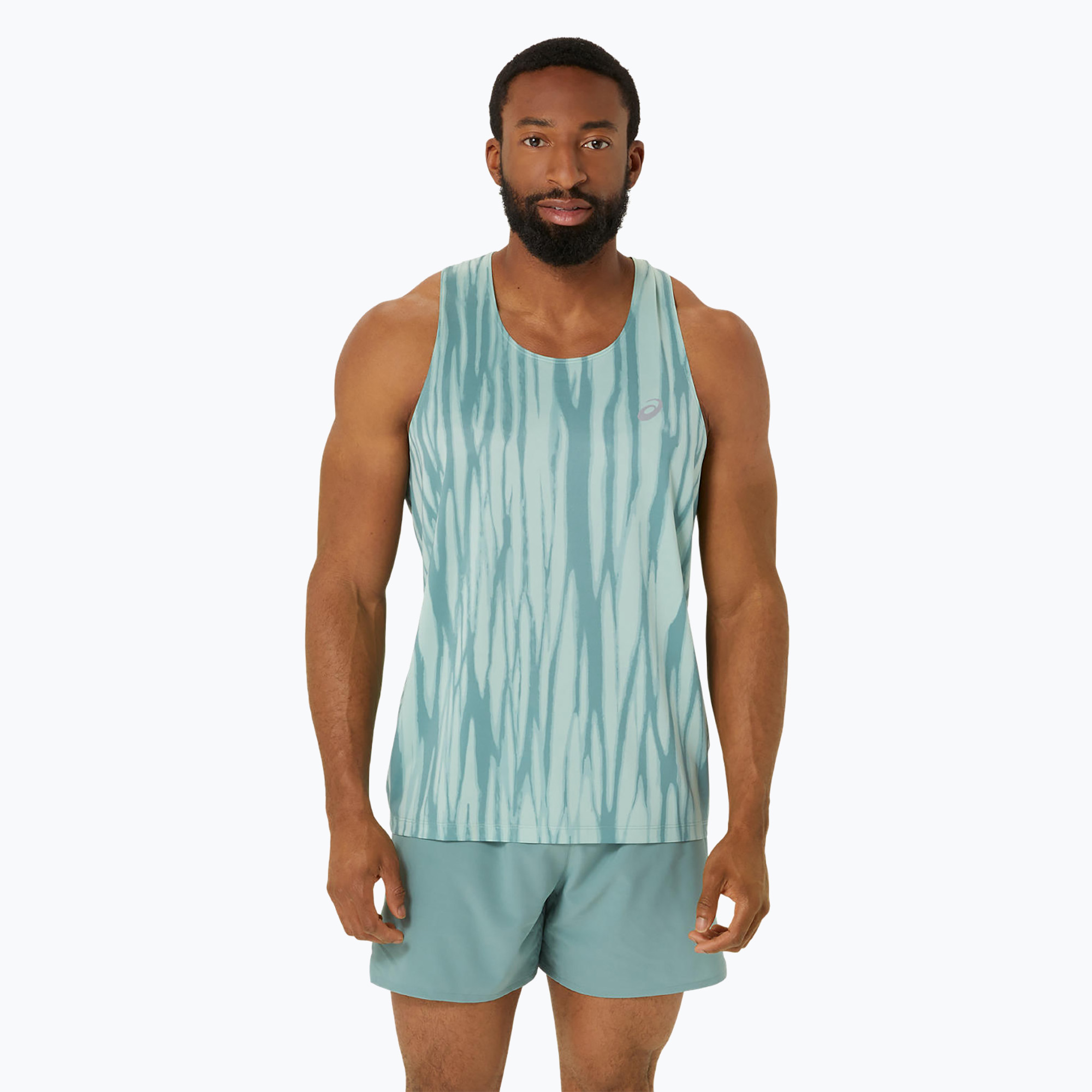 Koszulka do biegania męska ASICS  Road All Over Print Singlet light celadon/celadon 