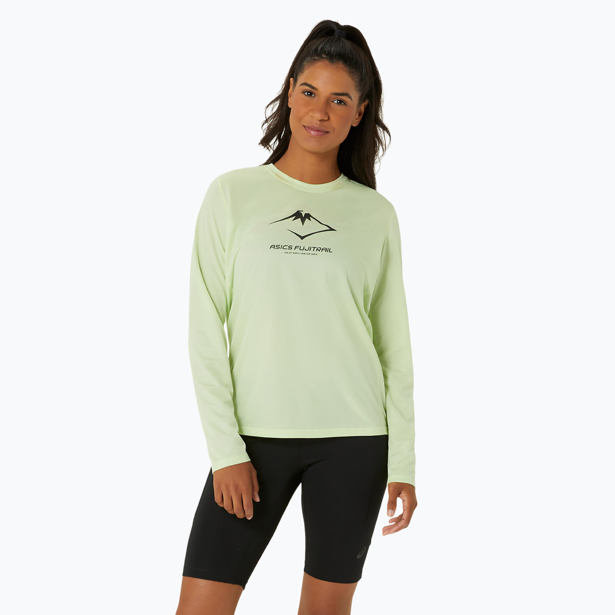 Longsleeve do biegania damski ASICS Fujitrail Logo cool matcha 