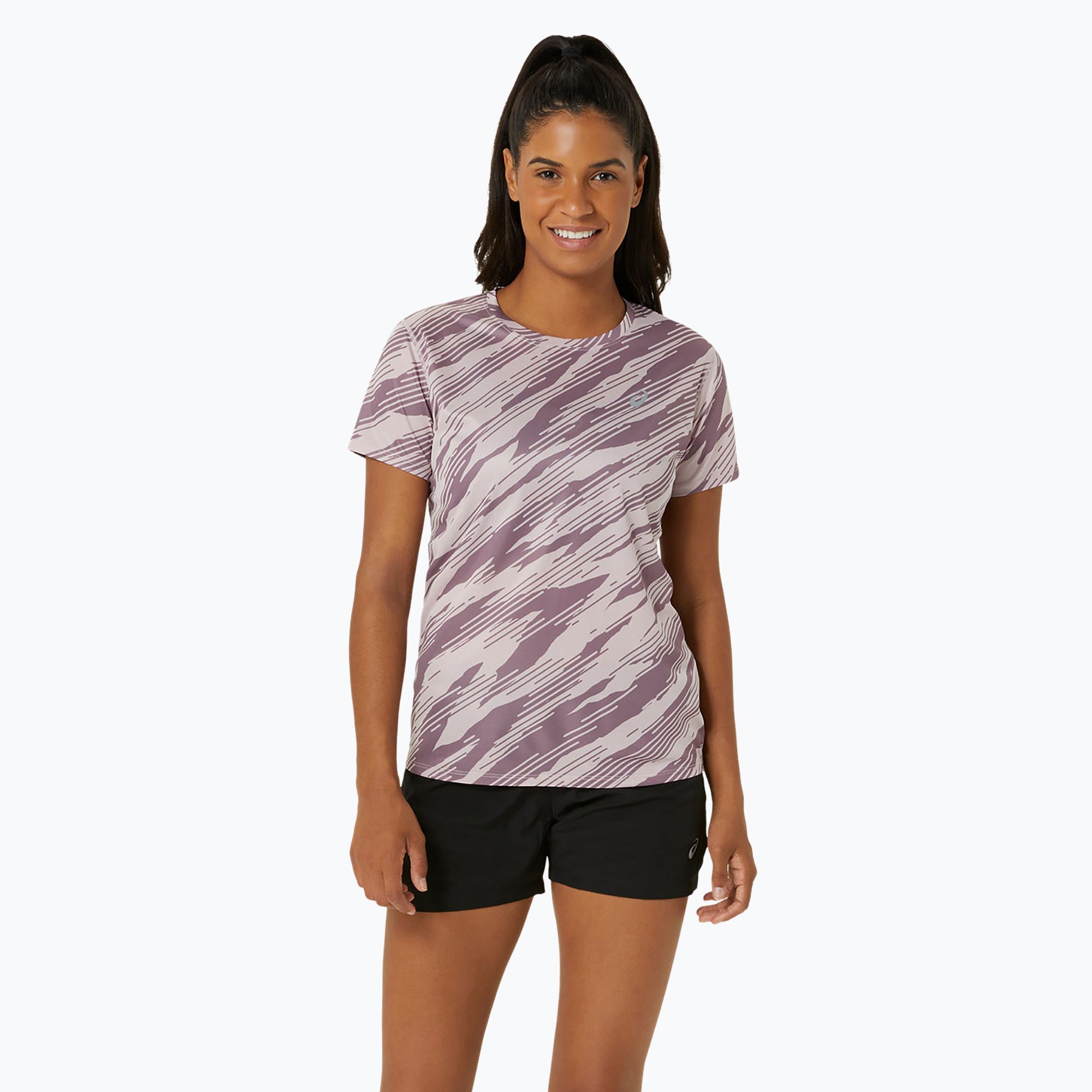 Koszulka do biegania damska ASICS All Over Print Top watershed rose/dusty mauve 