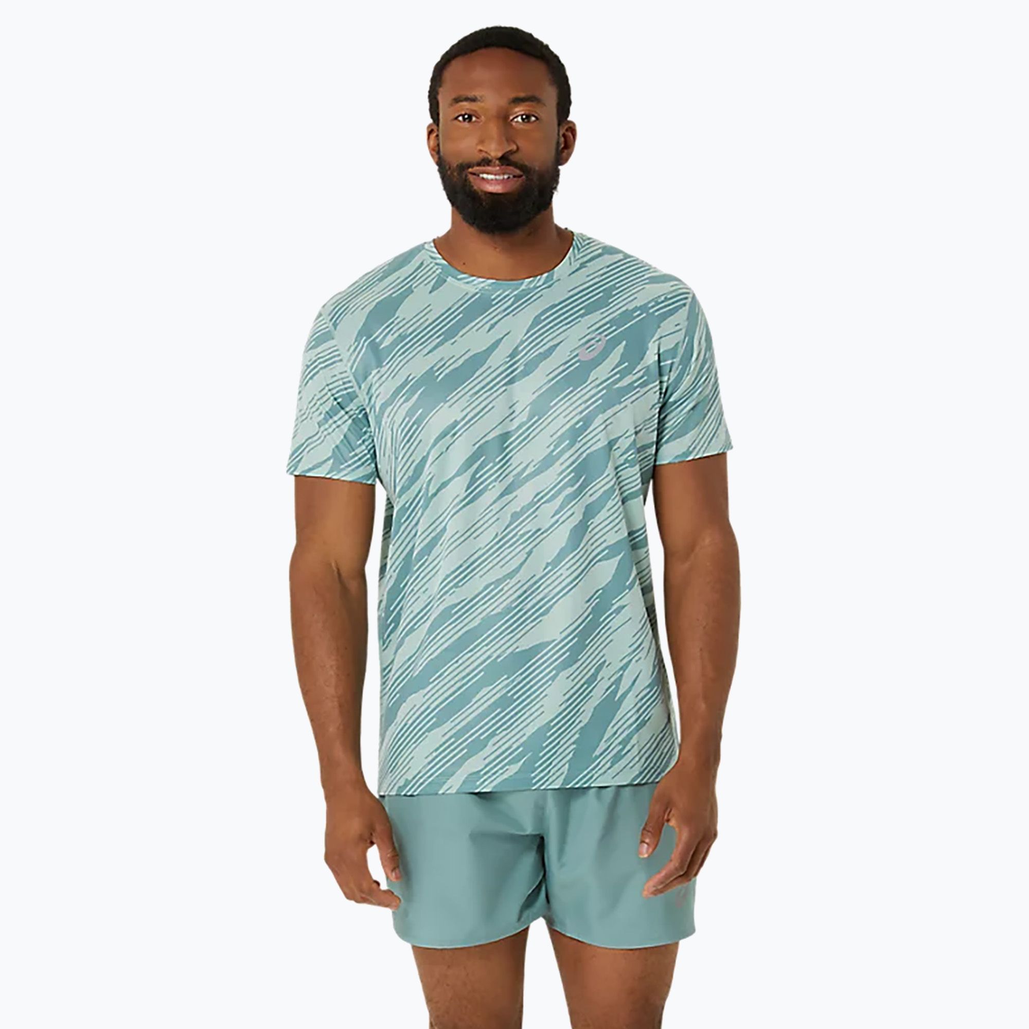 Koszulka do biegania męska ASICS All Over Print Top light celadon/celadon 