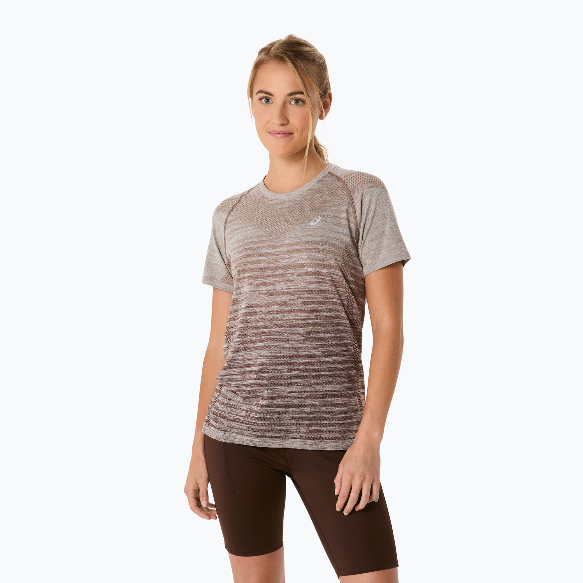Koszulka do biegania damska ASICS Seamless taupe grey/coffee 
