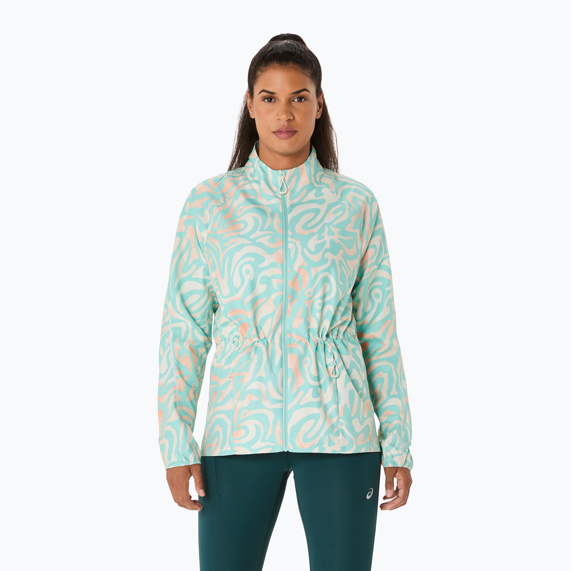 Kurtka do biegania damska ASICS Road Lite-Show Packable oasis green/multi color 