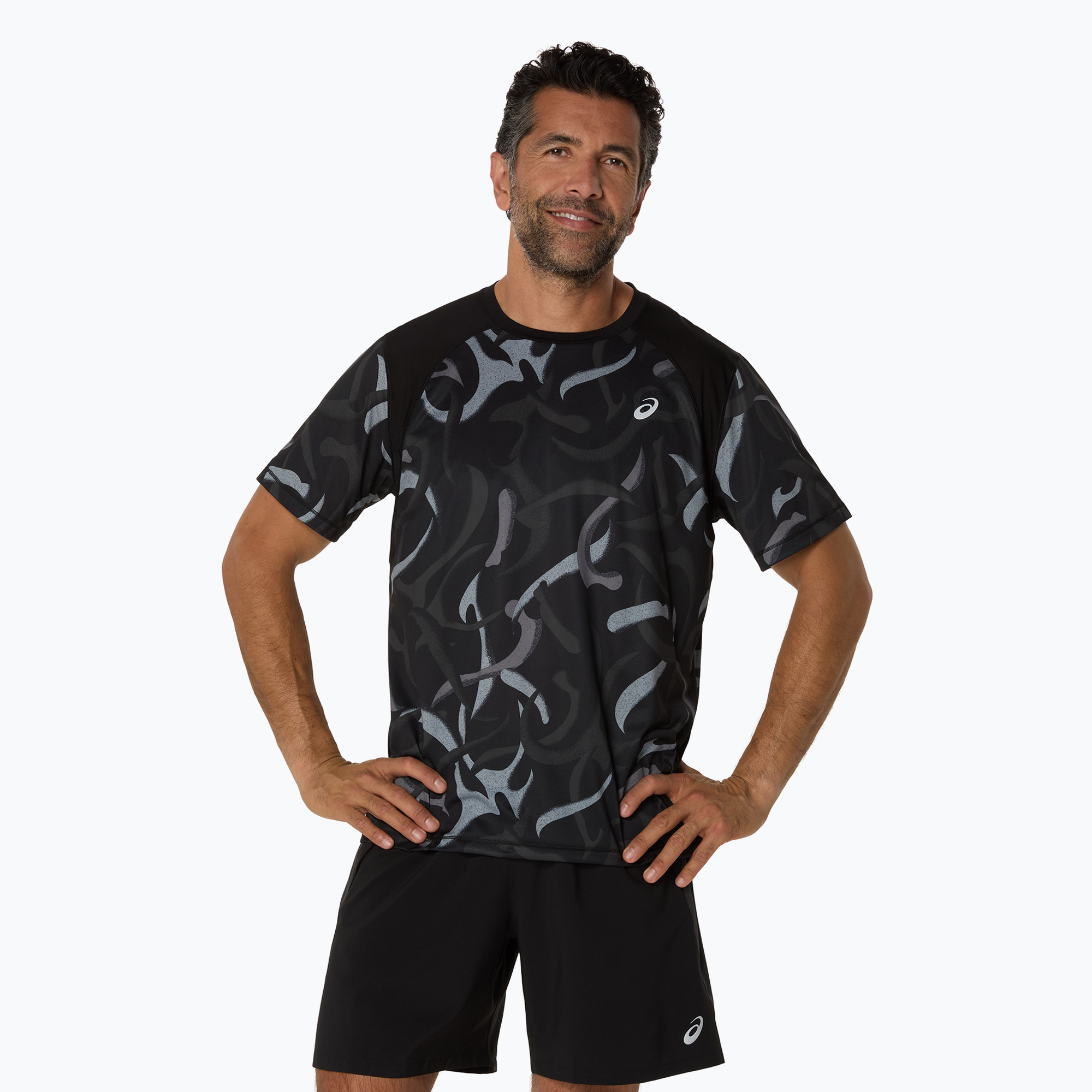 Koszulka do biegania męska ASICS Road All Over Print Top performance black 