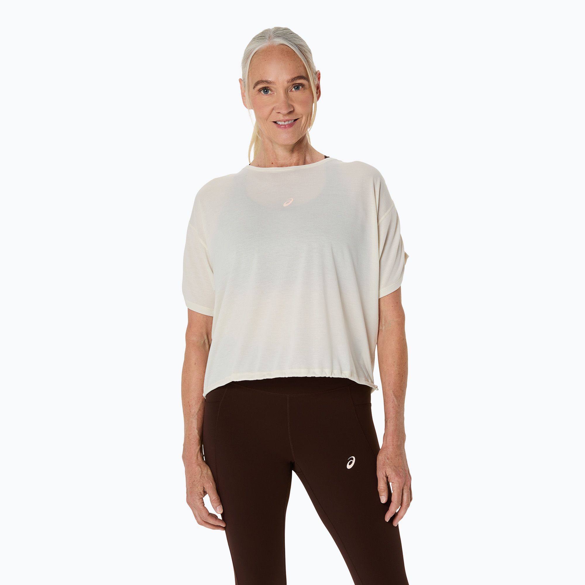 Koszulka do biegania damska ASICS Nagino Run Adjustable Top birch heather 