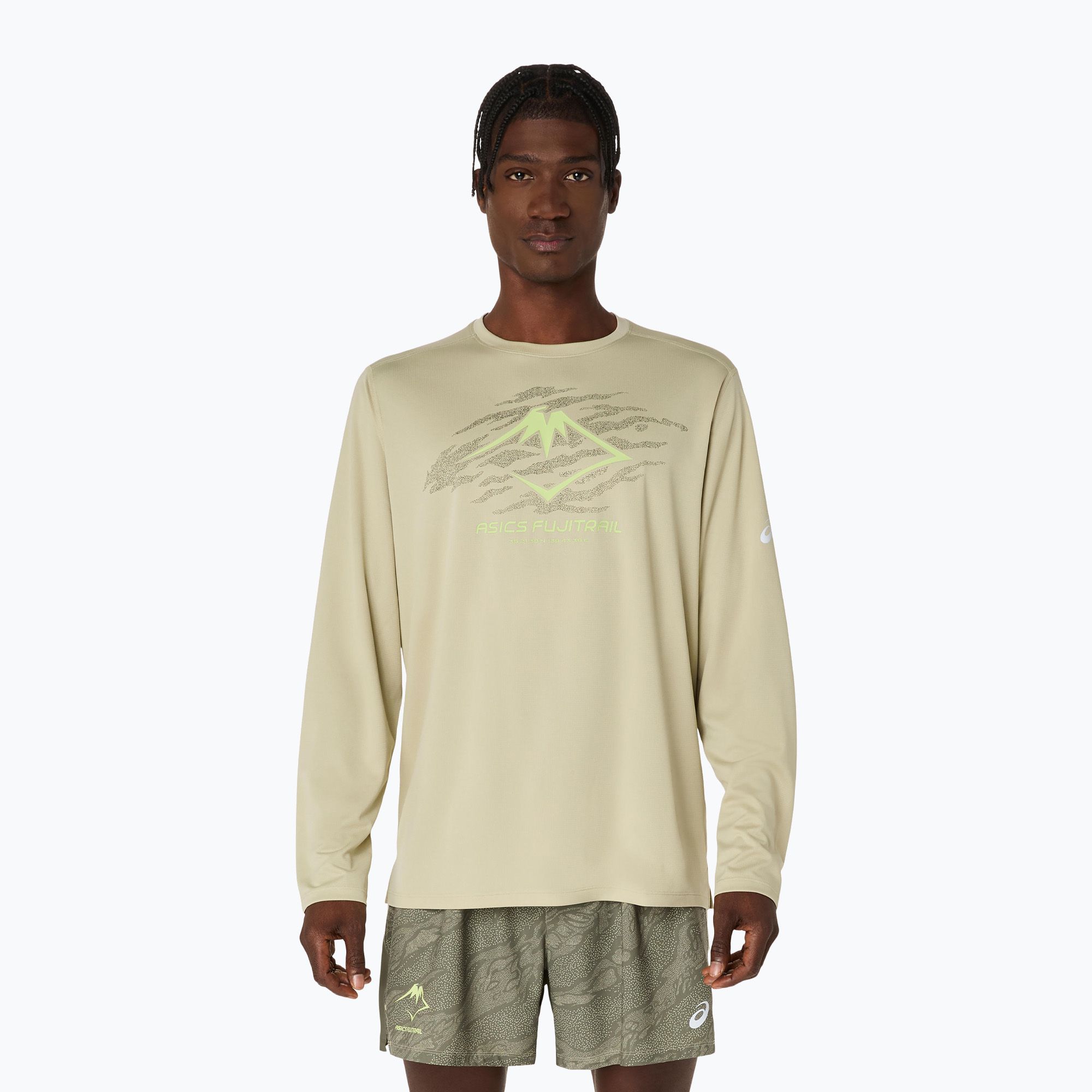 Longsleeve do biegania męski ASICS Fujitrail Logo LS khaki 