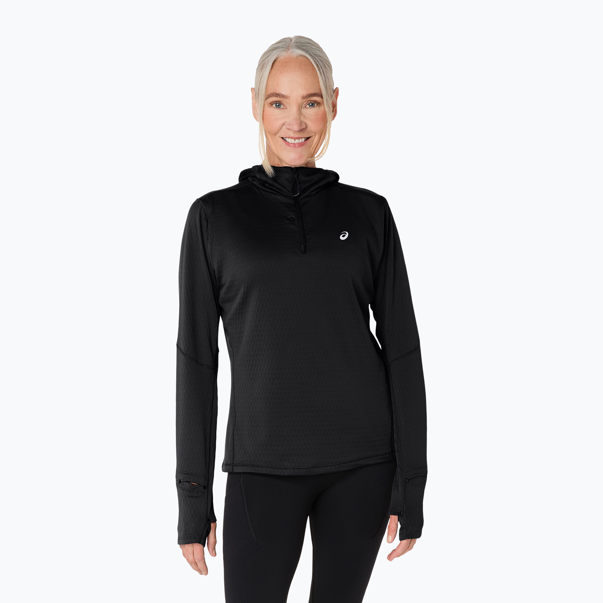 Bluza do biegania damska ASICS Road Winter Hoodie performance black 