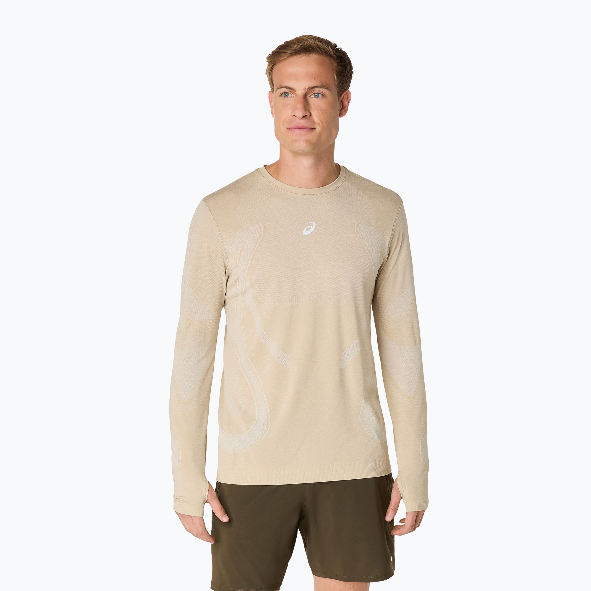 Longsleeve do biegania męski ASICS Road Seamless LS cream 