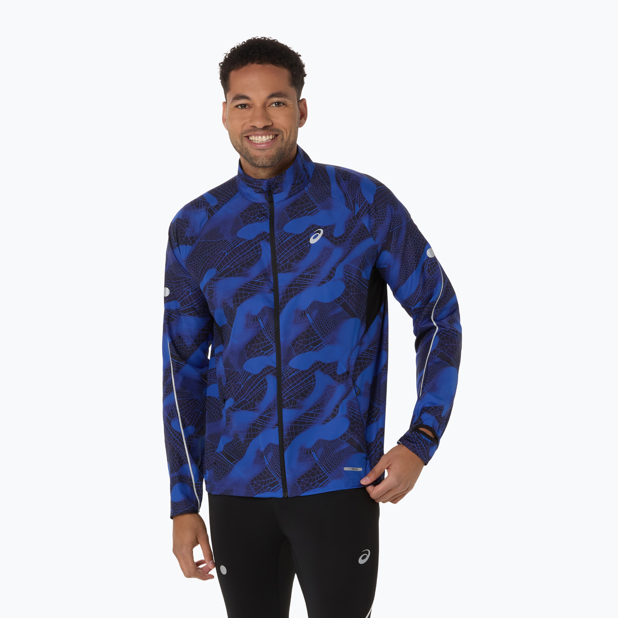 Kurtka do biegania męska ASICS Road Lite-Show Packable performance black/dark cobalt 