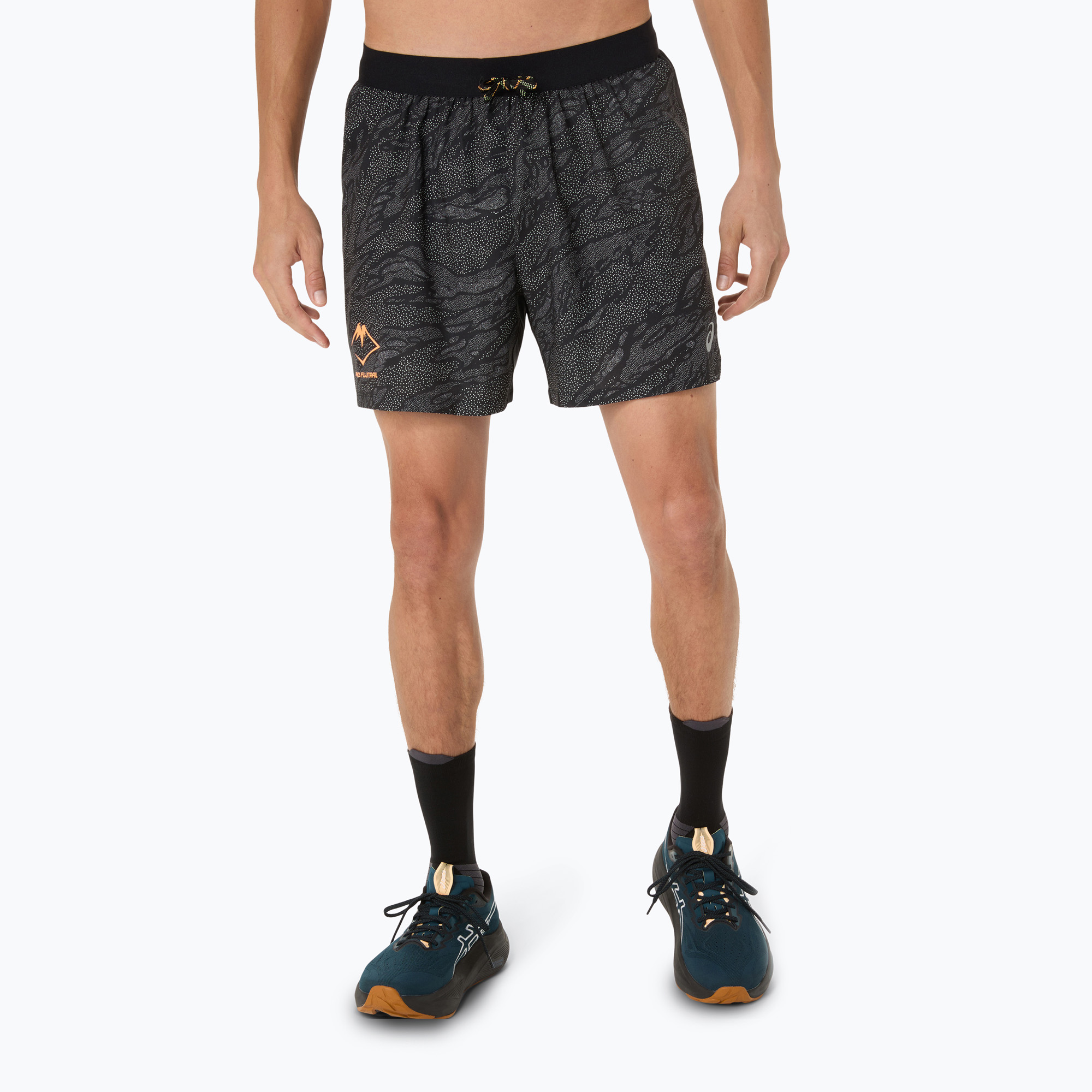 Spodenki do biegania męskie ASICS Fujitrail All Over Print 5IN performance black 