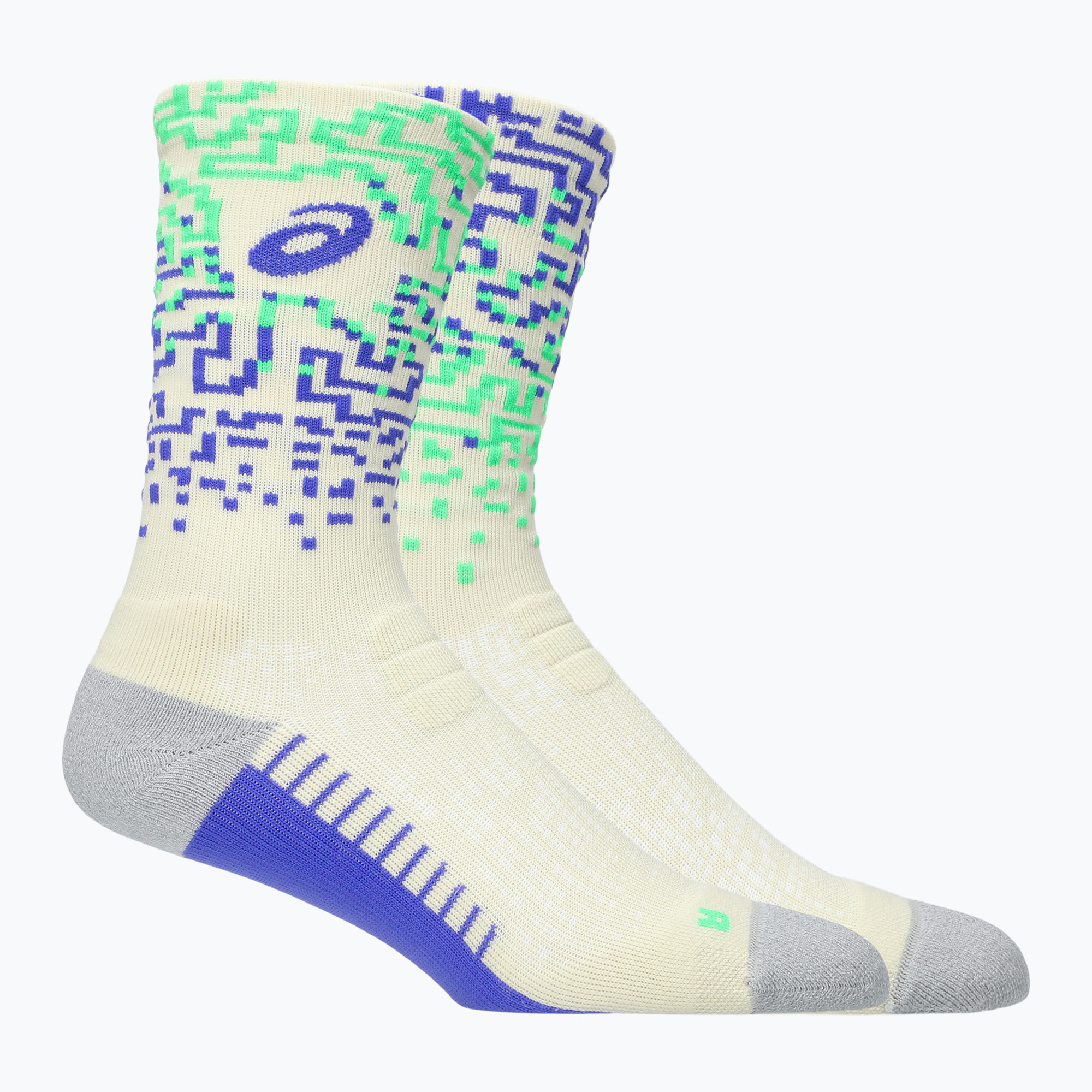 Чорапи ASICS Performance Run Crew ivory/cobalt burst/vital green