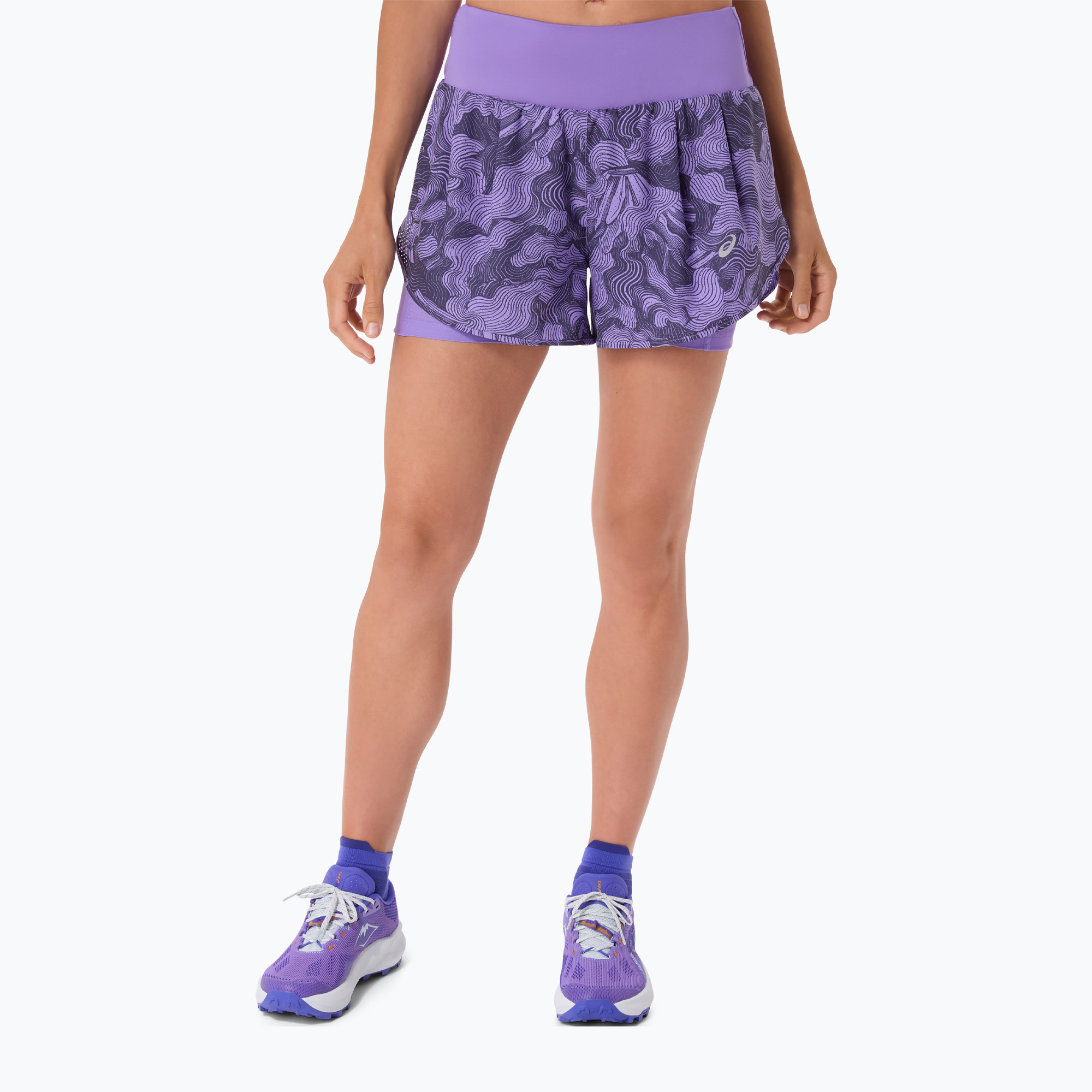 Spodenki do biegania damskie ASICS Road All Over Print amethyst 