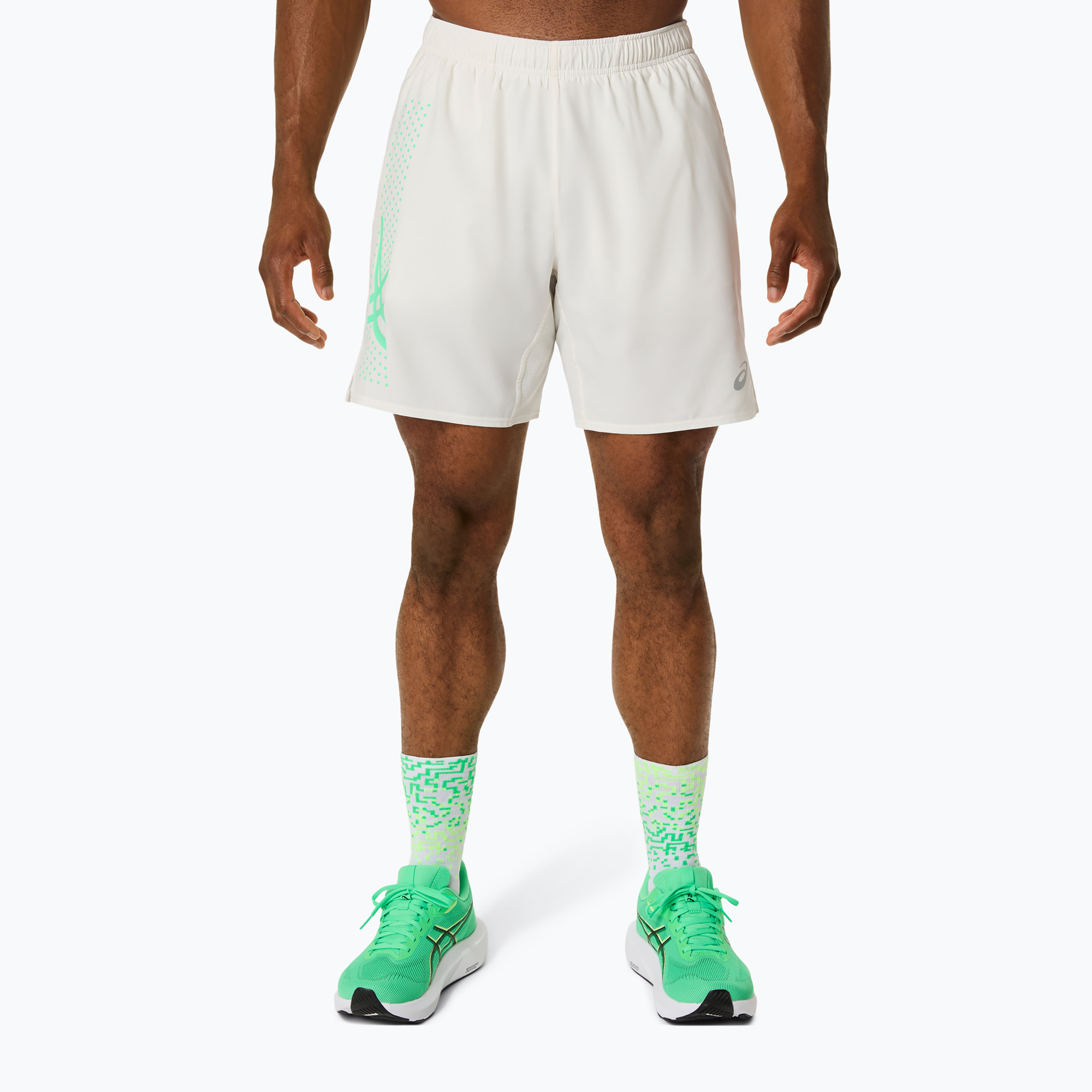 Spodenki do biegania męskie ASICS Icon 7IN cream/vital green 