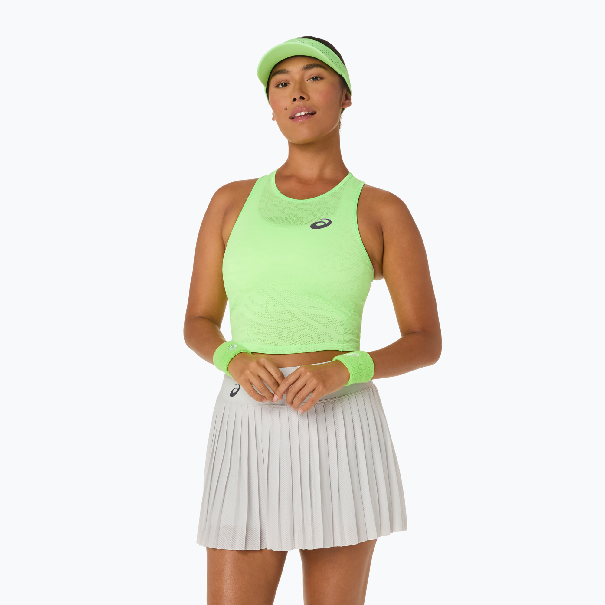 Koszulka tenisowa damska ASICS Match Jaquard Crop Top W illuminate green 